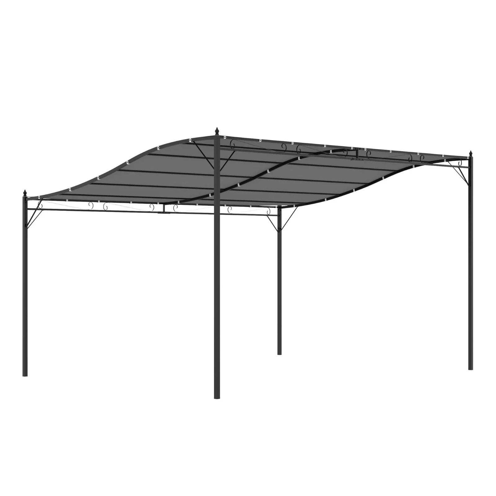 4x3m Wall Mounted Metal Gazebo Canopy Awning Garden Door Porch Shelter – Grey - Home and Garden Furniture Shop - rustic - furniture
