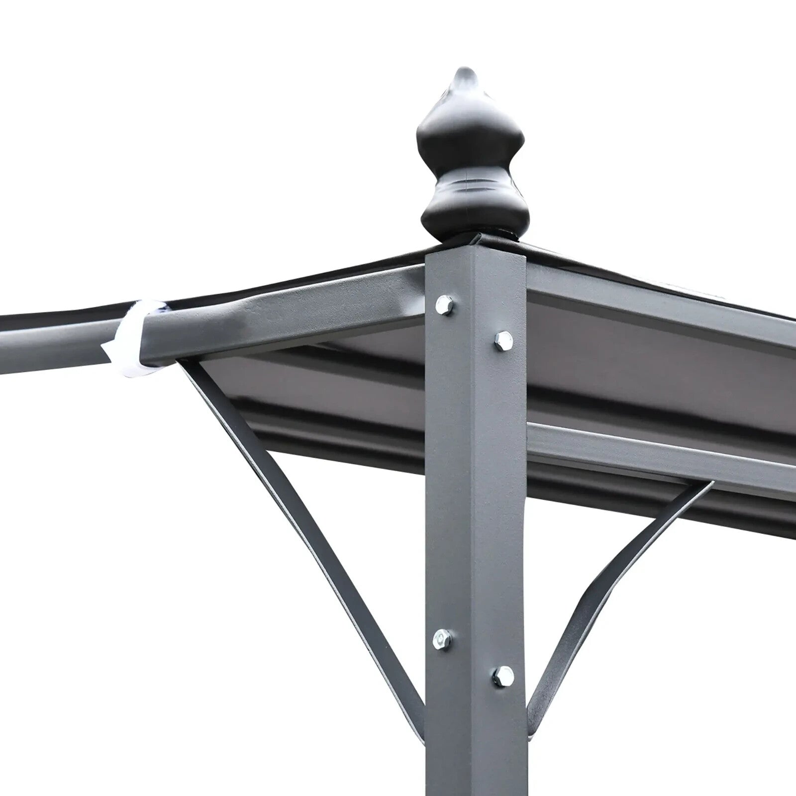 4x3m Wall Mounted Metal Gazebo Canopy Awning Garden Door Porch Shelter – Grey - Home and Garden Furniture Shop - rustic - furniture
