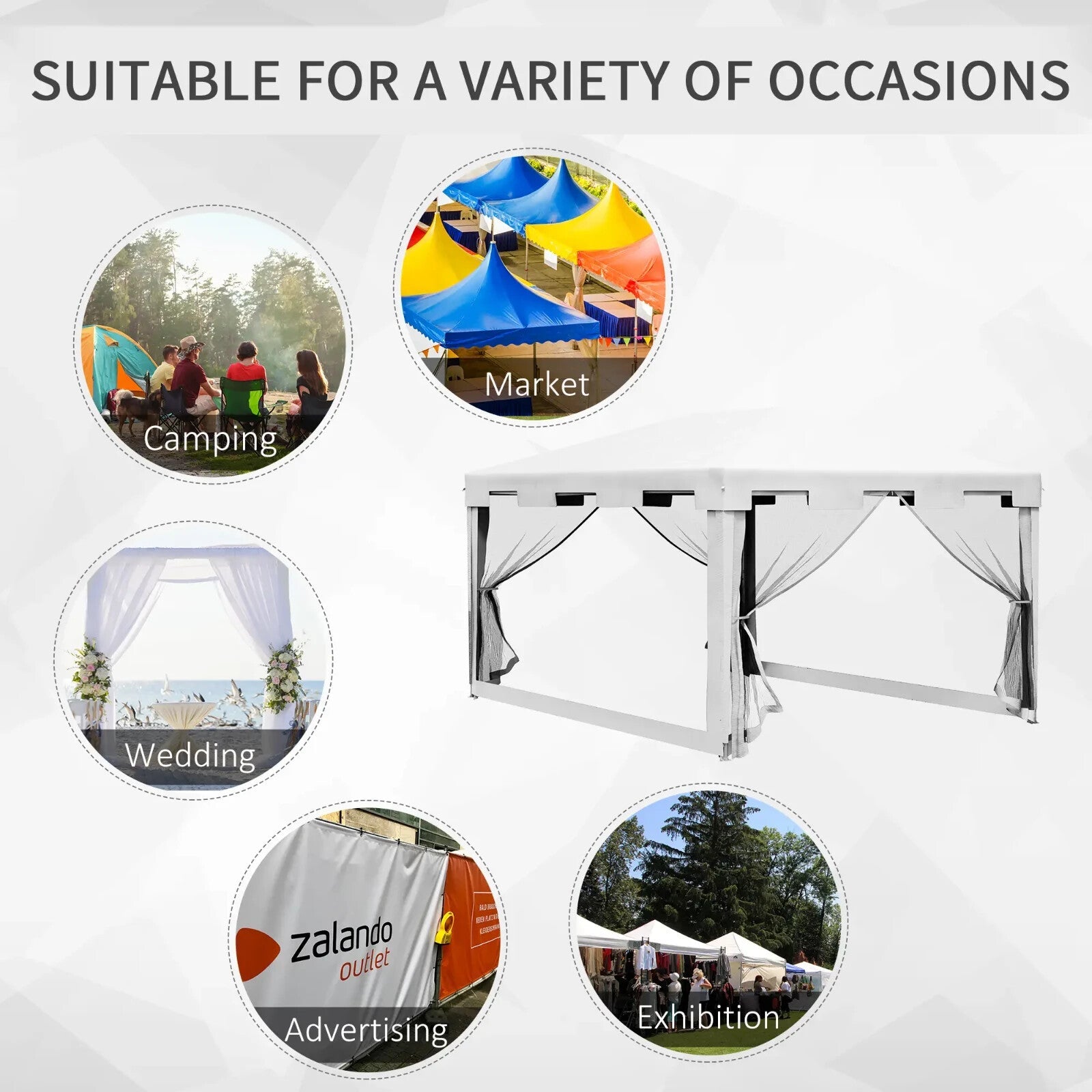 4x3m Waterproof Party Tent Gazebo w/ Panels Outdoor Wedding Event Canopy Shelter - Home and Garden Furniture Shop - rustic - furniture