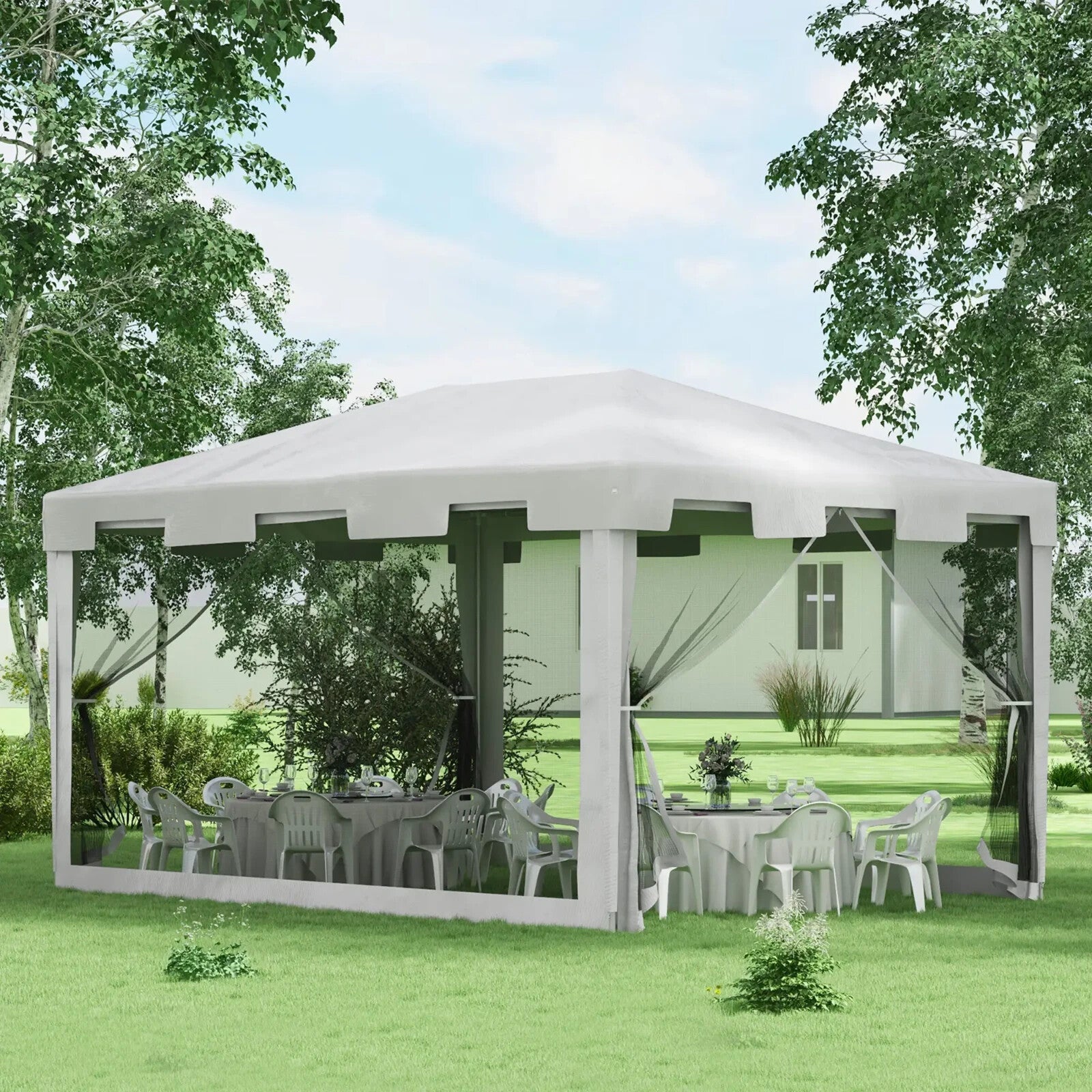 4x3m Waterproof Party Tent Gazebo w/ Panels Outdoor Wedding Event Canopy Shelter - Home and Garden Furniture Shop - rustic - furniture
