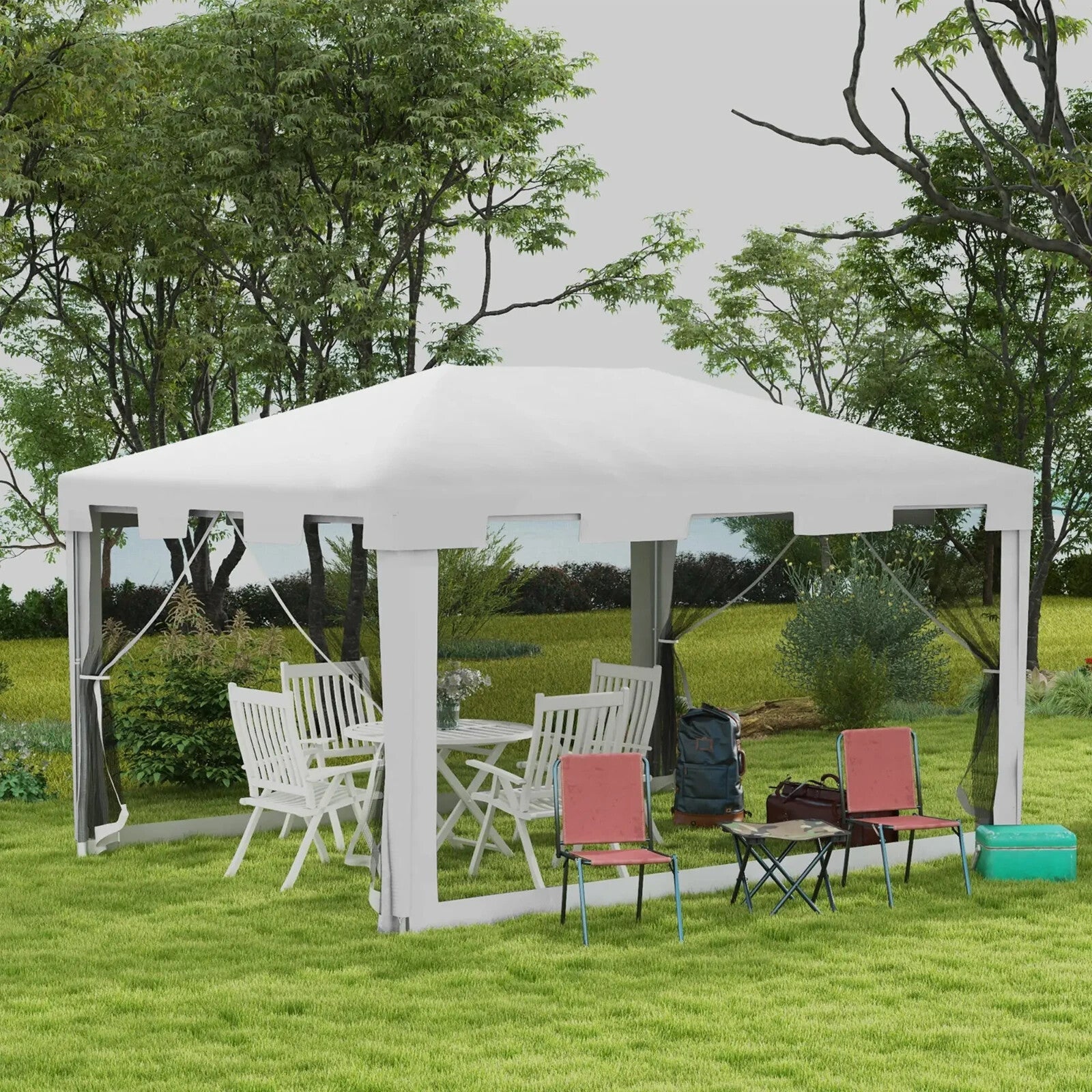 4x3m Waterproof Party Tent Gazebo w/ Panels Outdoor Wedding Event Canopy Shelter - Home and Garden Furniture Shop - rustic - furniture