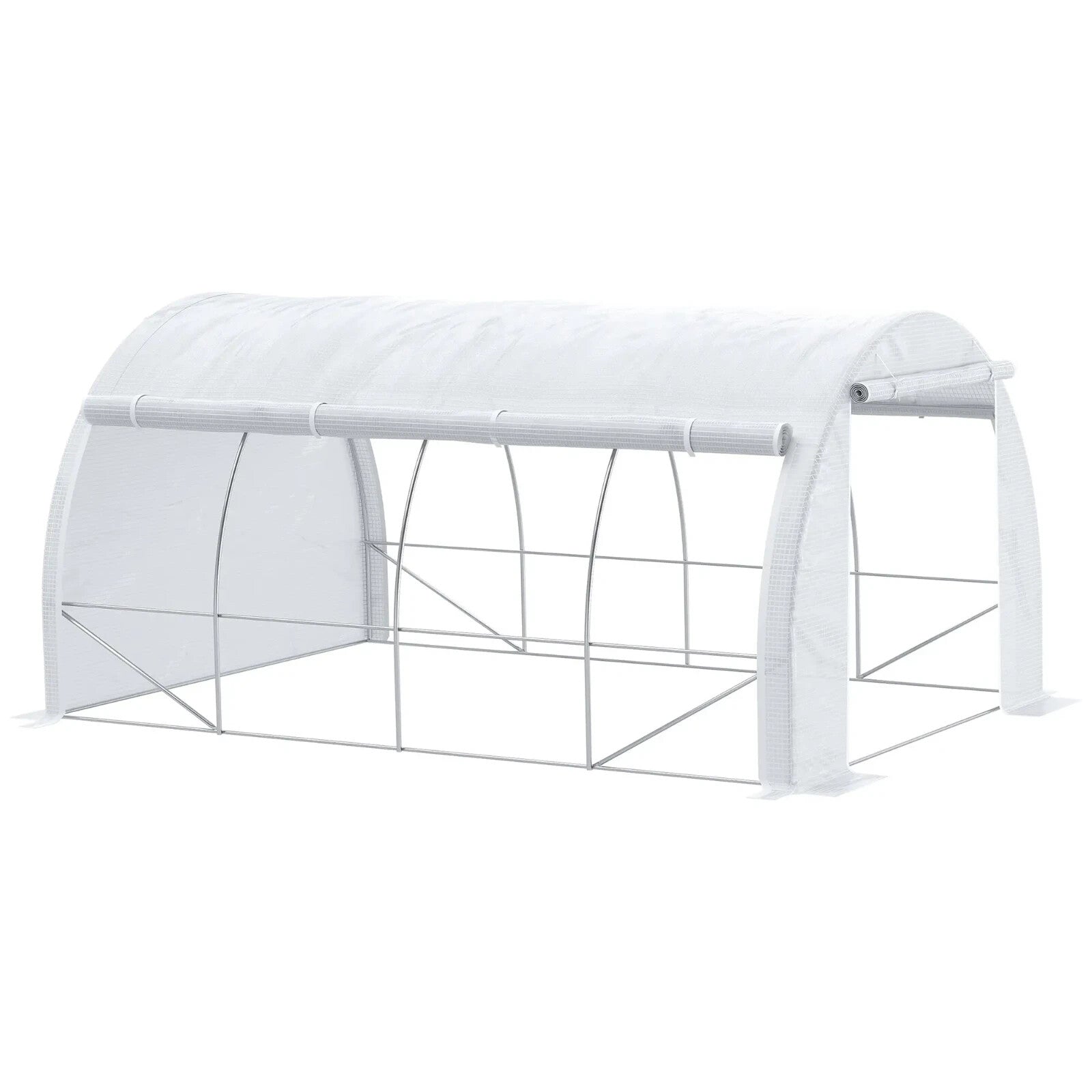 4x3x2m Walk - In Polytunnel Greenhouse Tent with Steel Frame Zipped Door & Windows - Home and Garden Furniture Shop - rustic - furniture