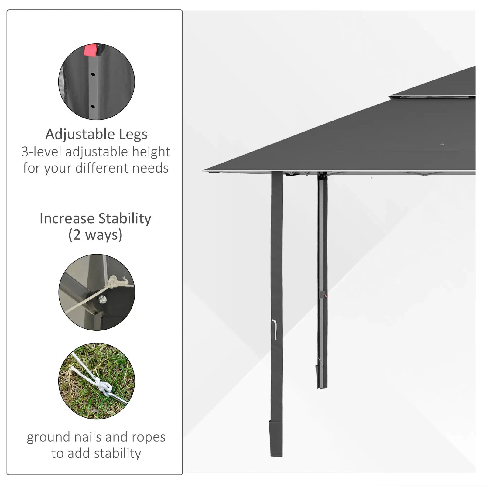 4x4m Pop Up Gazebo with Double Roof UV Canopy Roller Bag & Adjustable Steel Legs - Home and Garden Furniture Shop - rustic - furniture