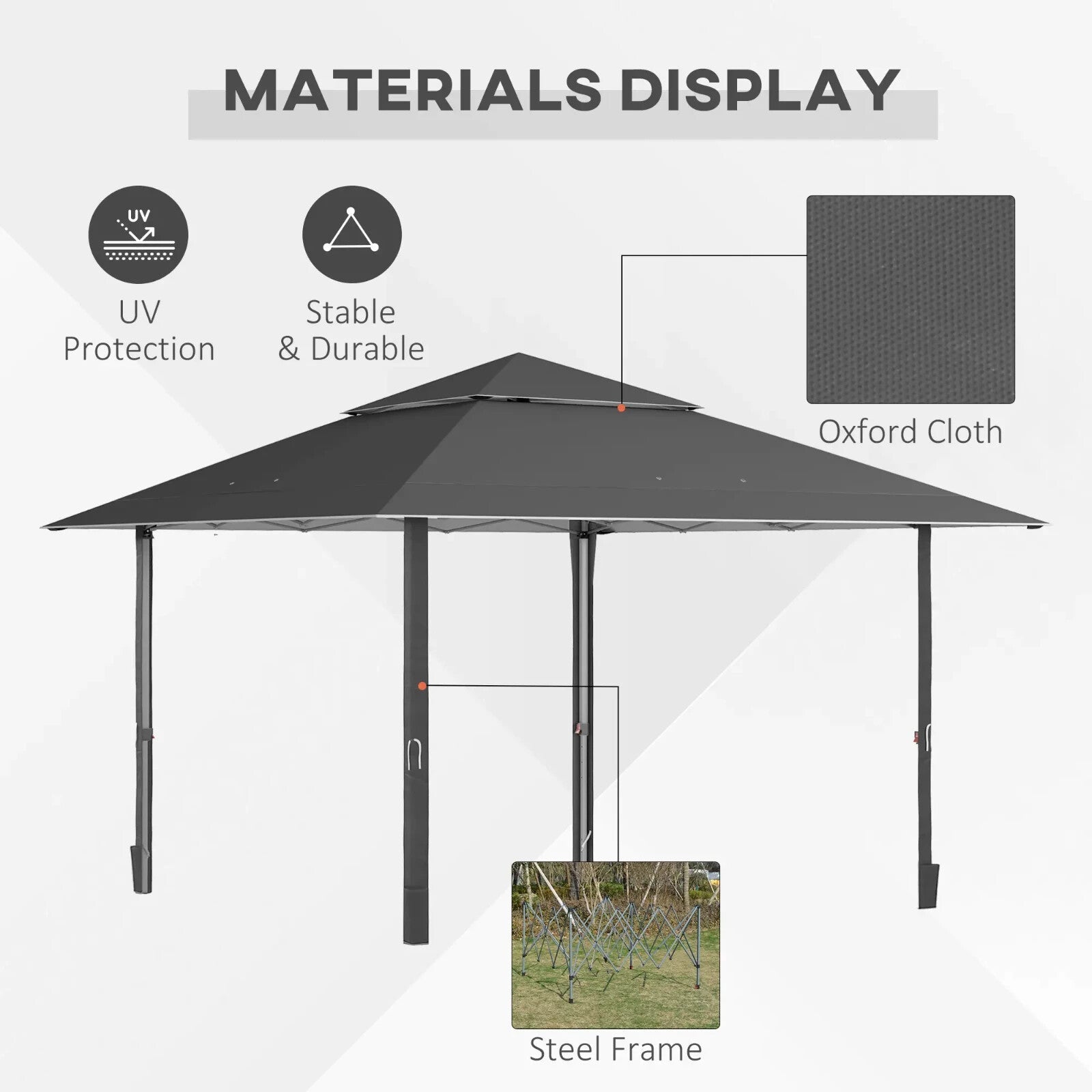 4x4m Pop Up Gazebo with Double Roof UV Canopy Roller Bag & Adjustable Steel Legs - Home and Garden Furniture Shop - rustic - furniture