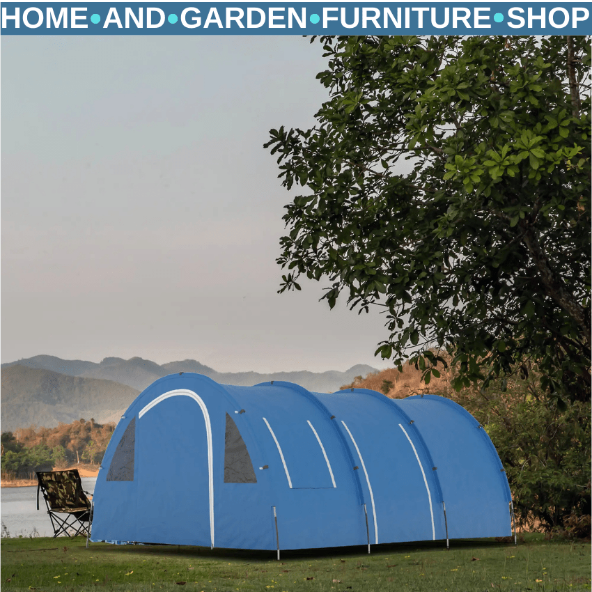5 - 6 Man Tunnel Camping Tent with 2 Rooms Sewn - In Floor 2 Doors and Carry Bag - Home and Garden Furniture Shop - rustic - furniture