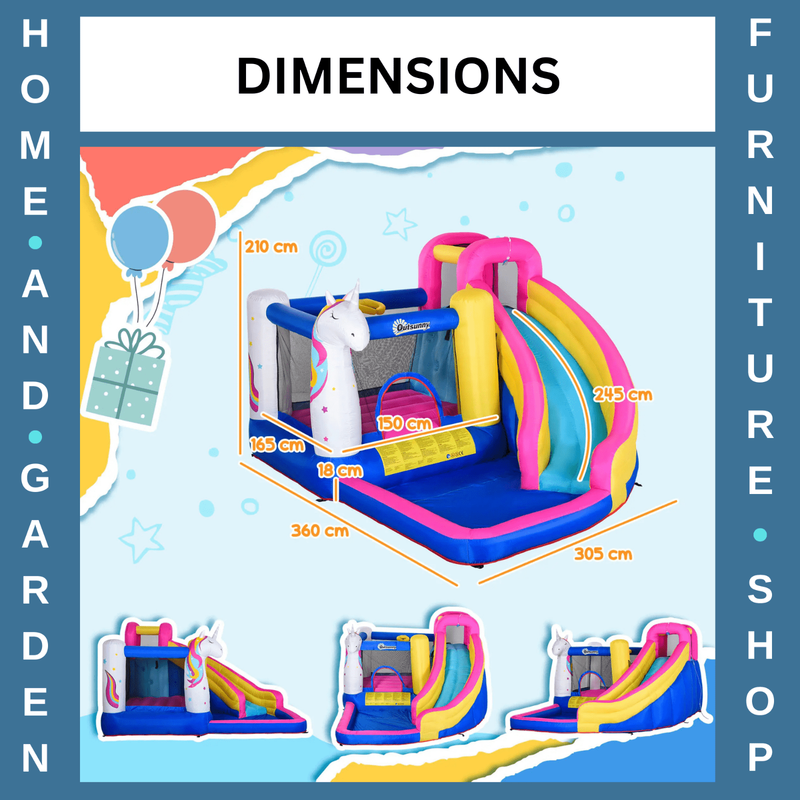 5 in 1 Bouncy Castle with Blower for Kids Age 3 - 8 Inflatable Outdoor Playhouse - Home and Garden Furniture Shop - rustic - furniture