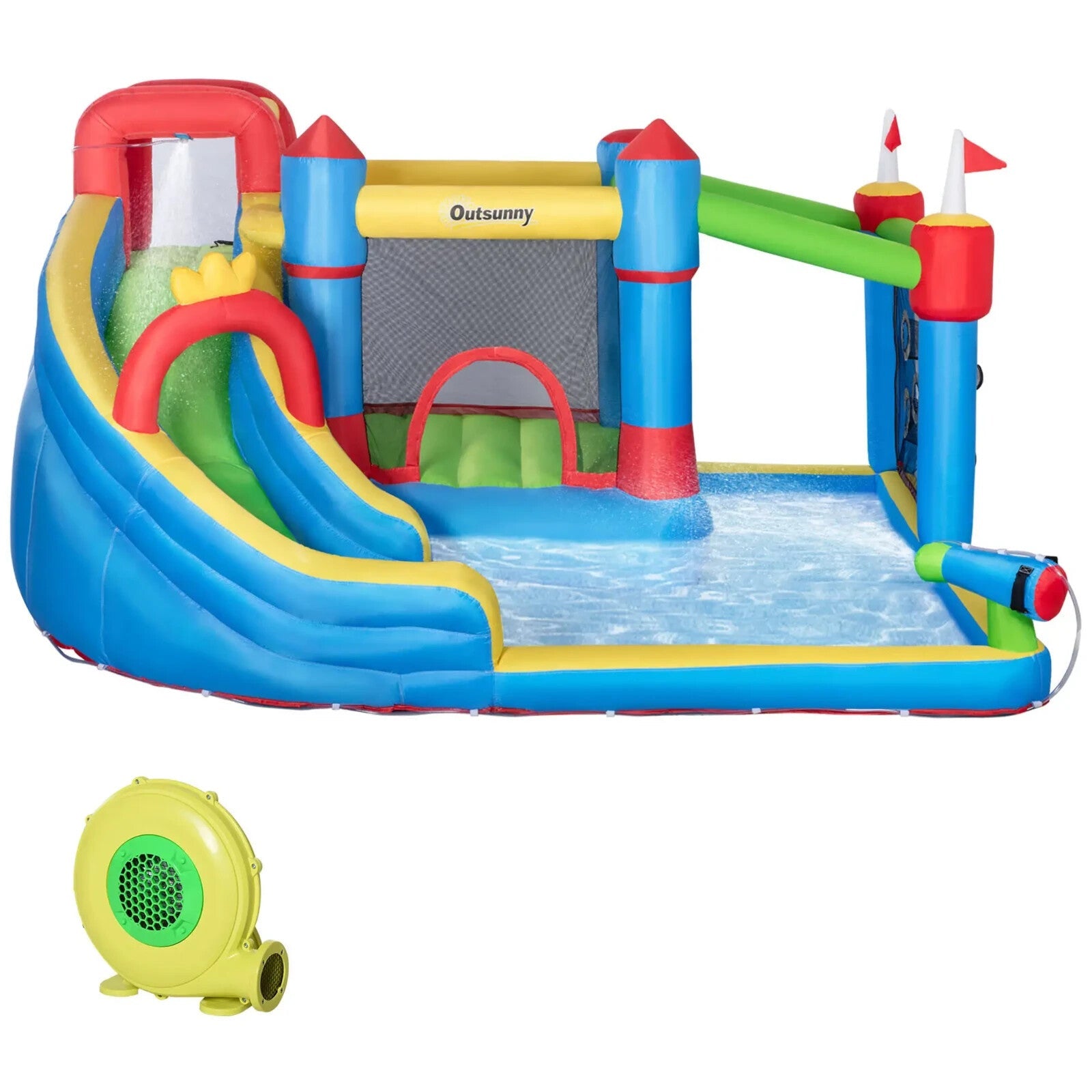 5 - in - 1 Kids Inflatable Bounce Castle with Slide Trampoline Pool & Water Gun - Home and Garden Furniture Shop - rustic - furniture
