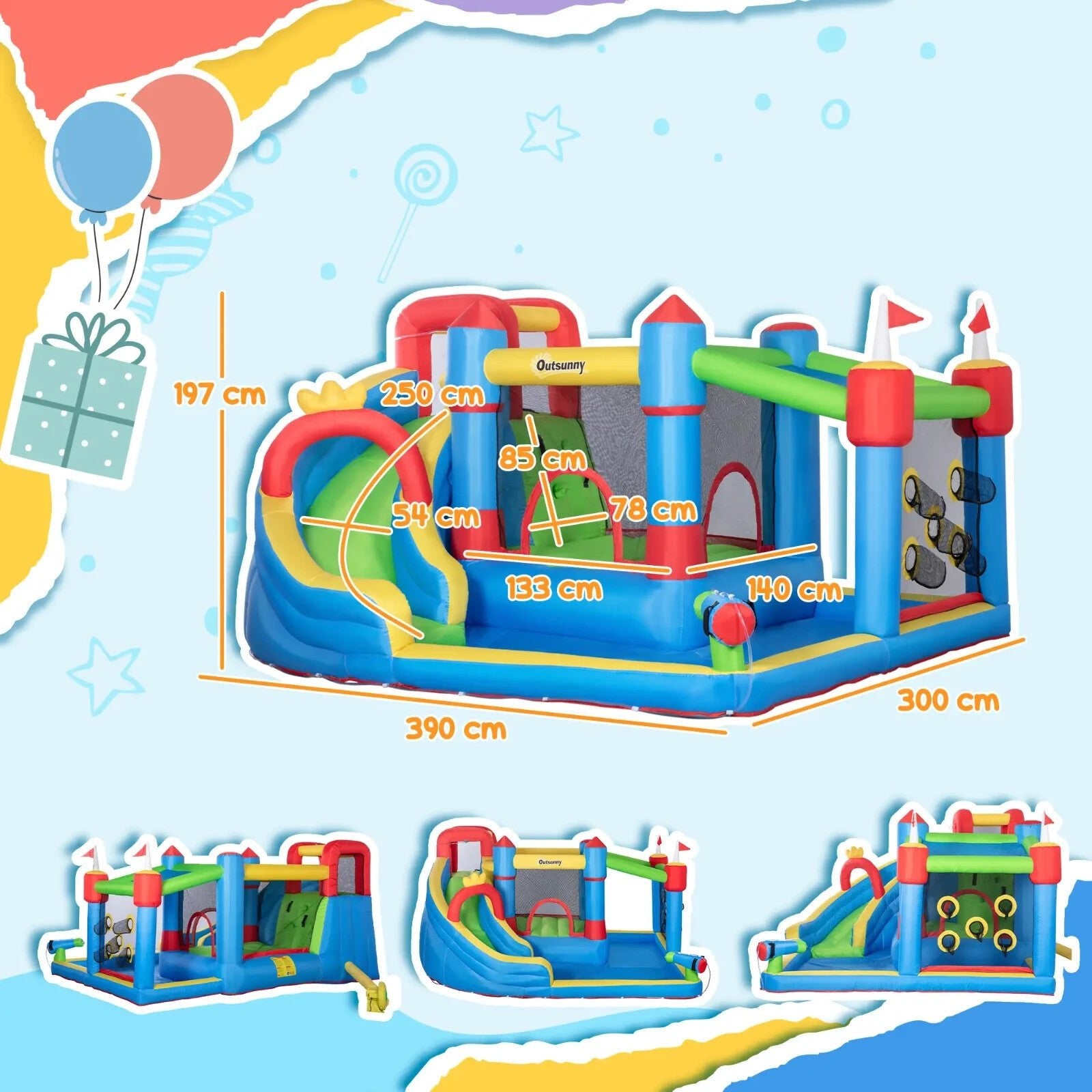 5 - in - 1 Kids Inflatable Bounce Castle with Slide Trampoline Pool & Water Gun - Home and Garden Furniture Shop - rustic - furniture