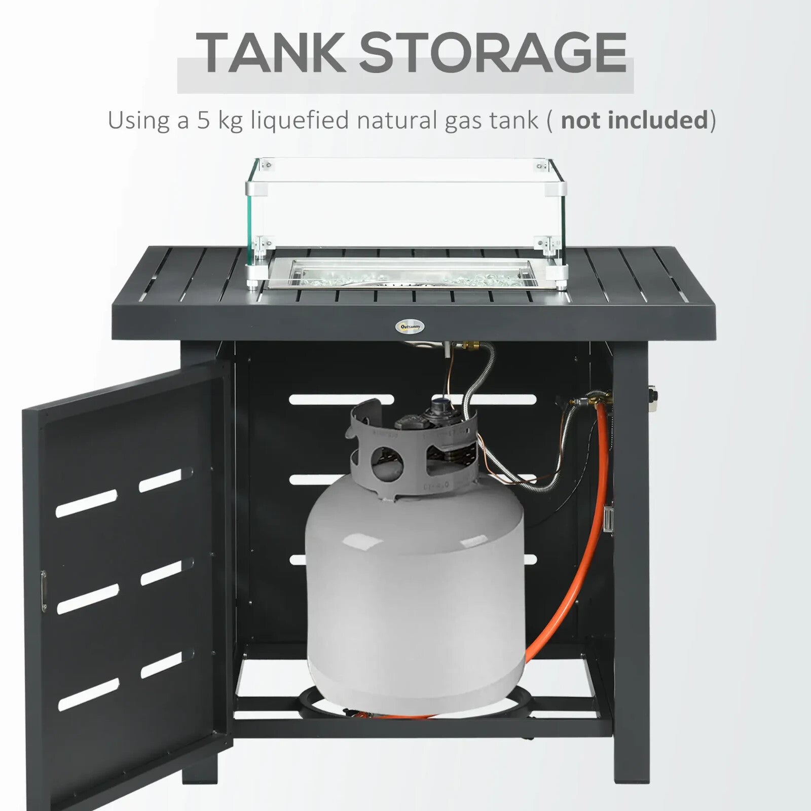 5 Pcs Aluminium Garden Furniture Set with Sofa Sectional and Gas Fire Pit Table - Home and Garden Furniture Shop - rustic - furniture