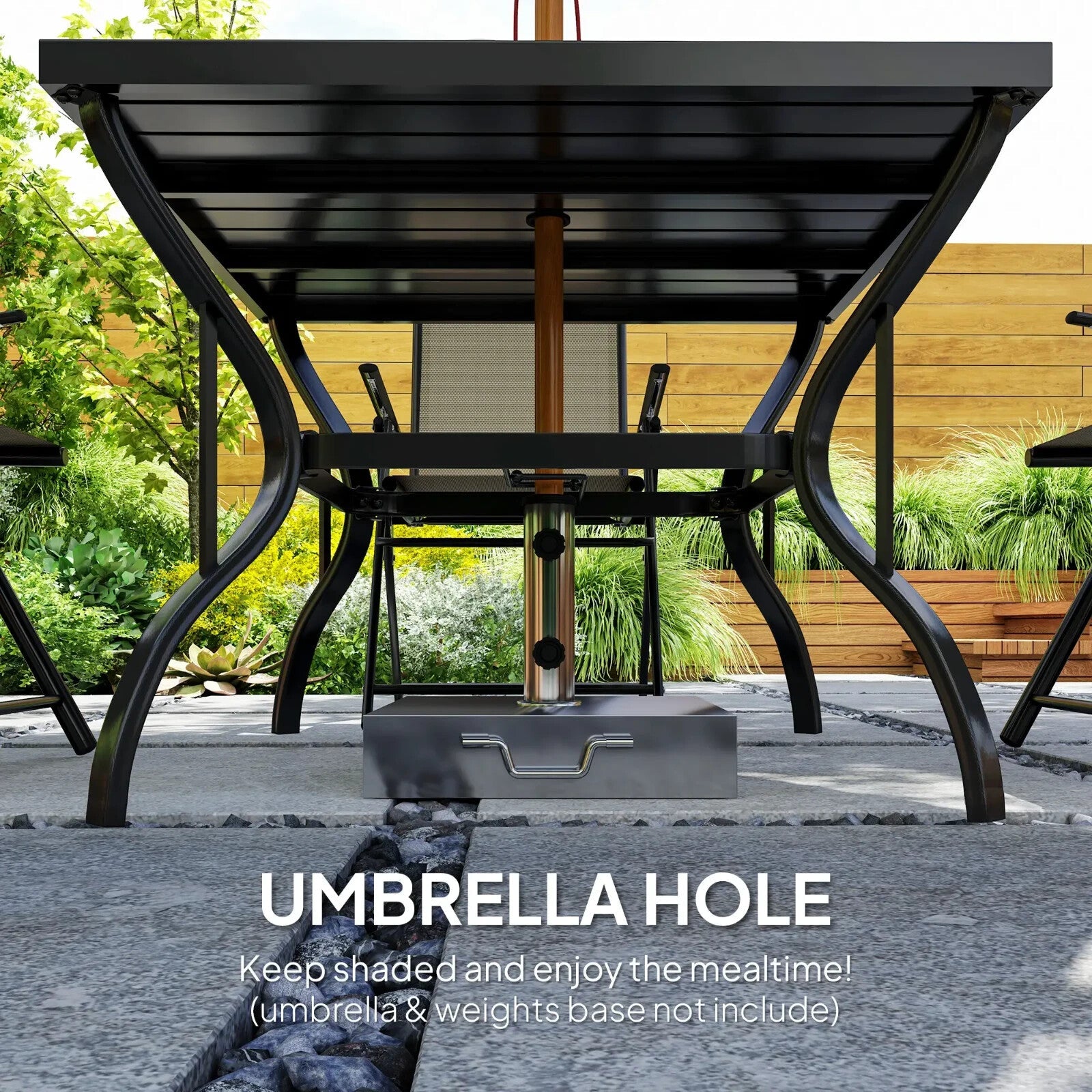 5 Pcs Garden Dining 4 Seater Outdoor Furniture w/ Parasol Hole&High Back Chair - Home and Garden Furniture Shop - rustic - furniture