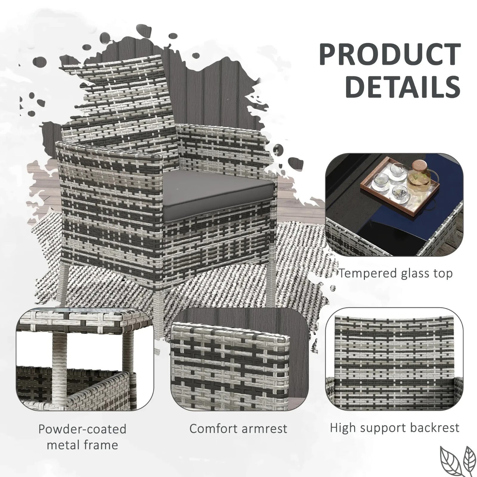 5 Pcs Outdoor Dining Set with Glass Table & 4 Chairs Patio Garden Furniture Set - Home and Garden Furniture Shop - rustic - furniture