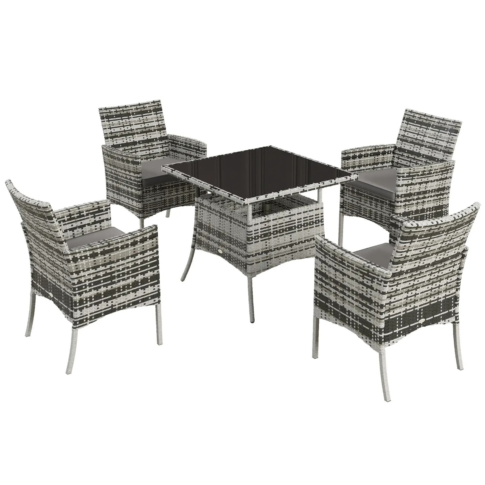 5 Pcs Outdoor Dining Set with Glass Table & 4 Chairs Patio Garden Furniture Set - Home and Garden Furniture Shop - rustic - furniture