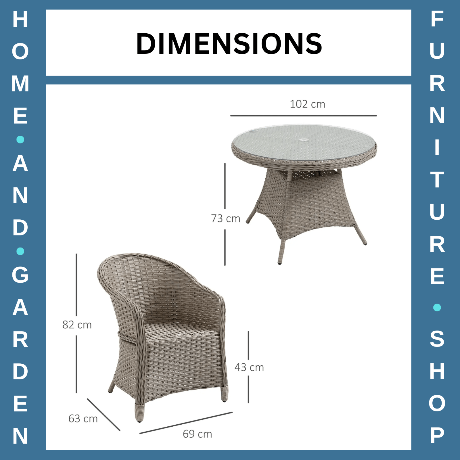 5 Pcs Rattan 4 Chairs Dining Set Garden Furniture Round Table with Umbrella Hole - Home and Garden Furniture Shop - rustic - furniture