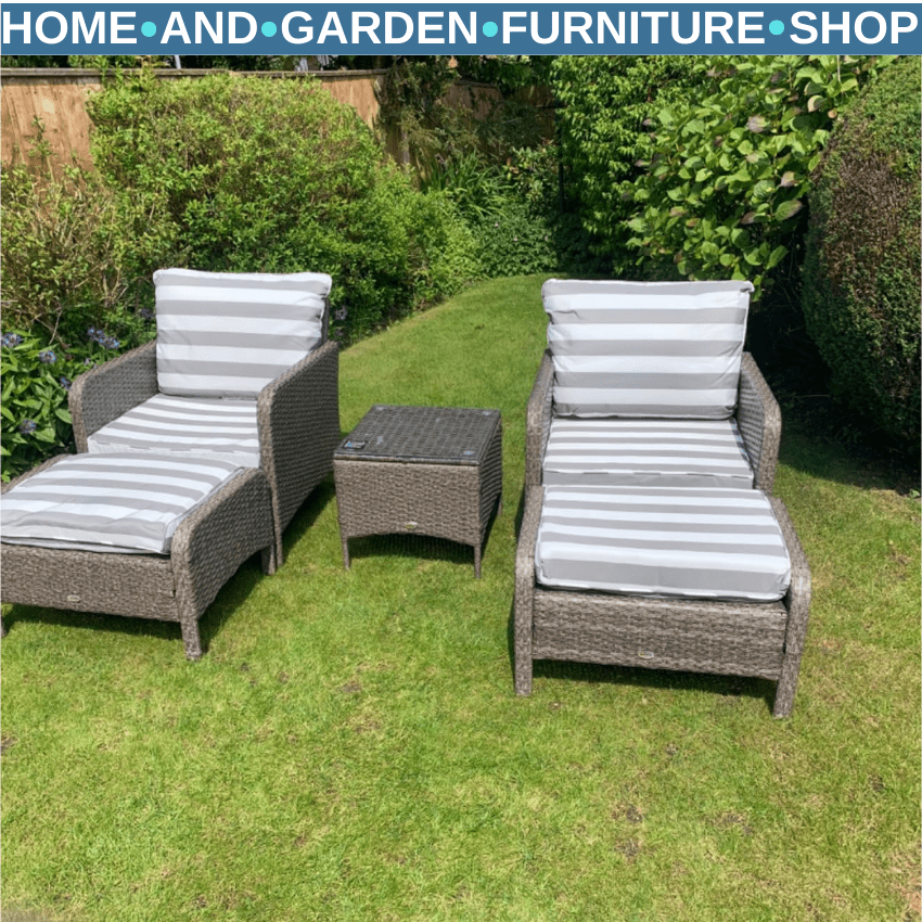 5 Pcs Rattan Garden Furniture Set Outdoor Sofa Chair Table Set Light Grey Patio - Home and Garden Furniture Shop - rustic - furniture
