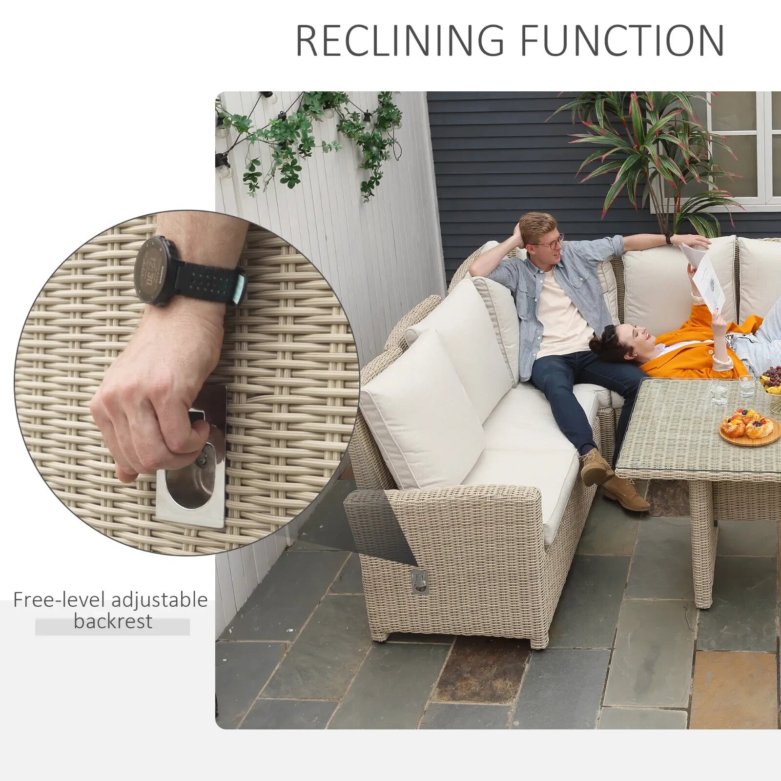 5 Pcs Rattan Garden Sofa Set with L Shape Lounge Seating & Coffee Table Outdoor - Home and Garden Furniture Shop - rustic - furniture