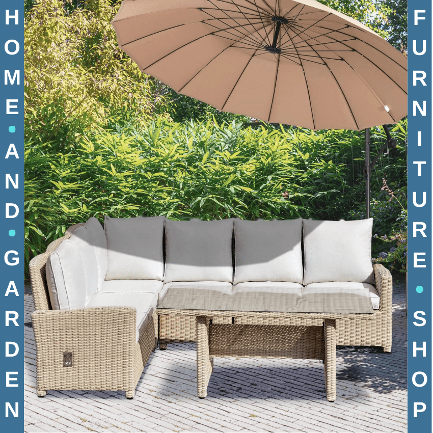 5 Pcs Rattan Garden Sofa Set with L Shape Lounge Seating & Coffee Table Outdoor - Home and Garden Furniture Shop - rustic - furniture