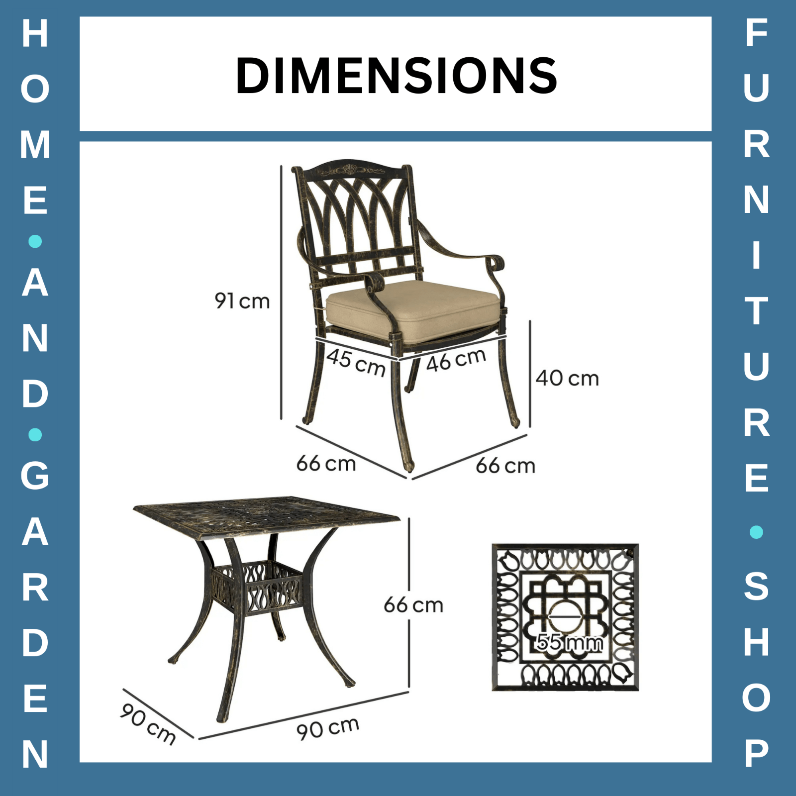 5 Piece Cast Aluminium Garden Dining Set Outdoor Table and Chairs for Patio - Home and Garden Furniture Shop - rustic - furniture