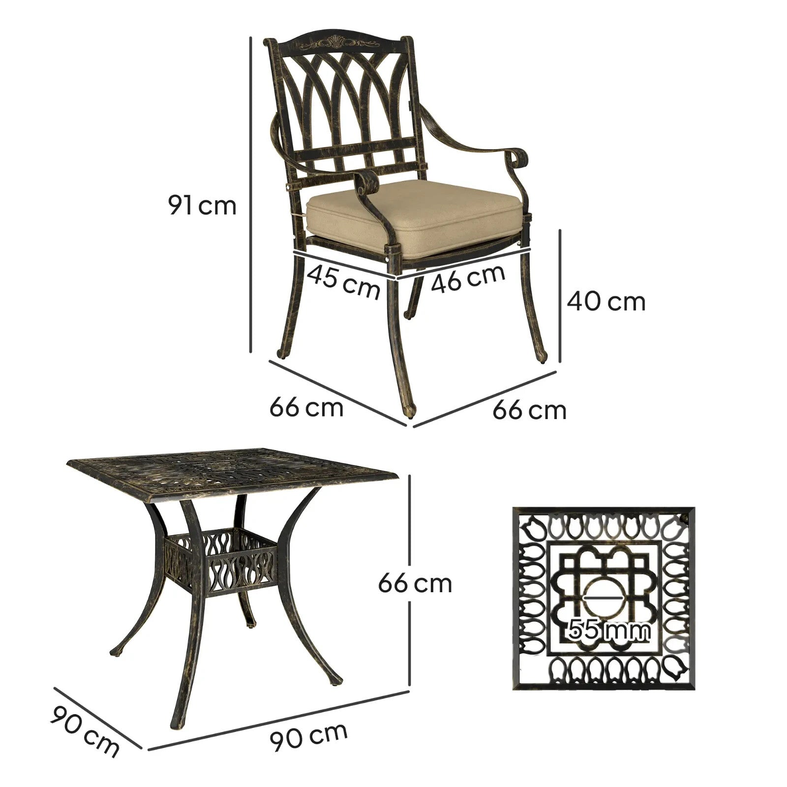 5 Piece Cast Aluminium Garden Dining Set Outdoor Table and Chairs for Patio - Home and Garden Furniture Shop - rustic - furniture