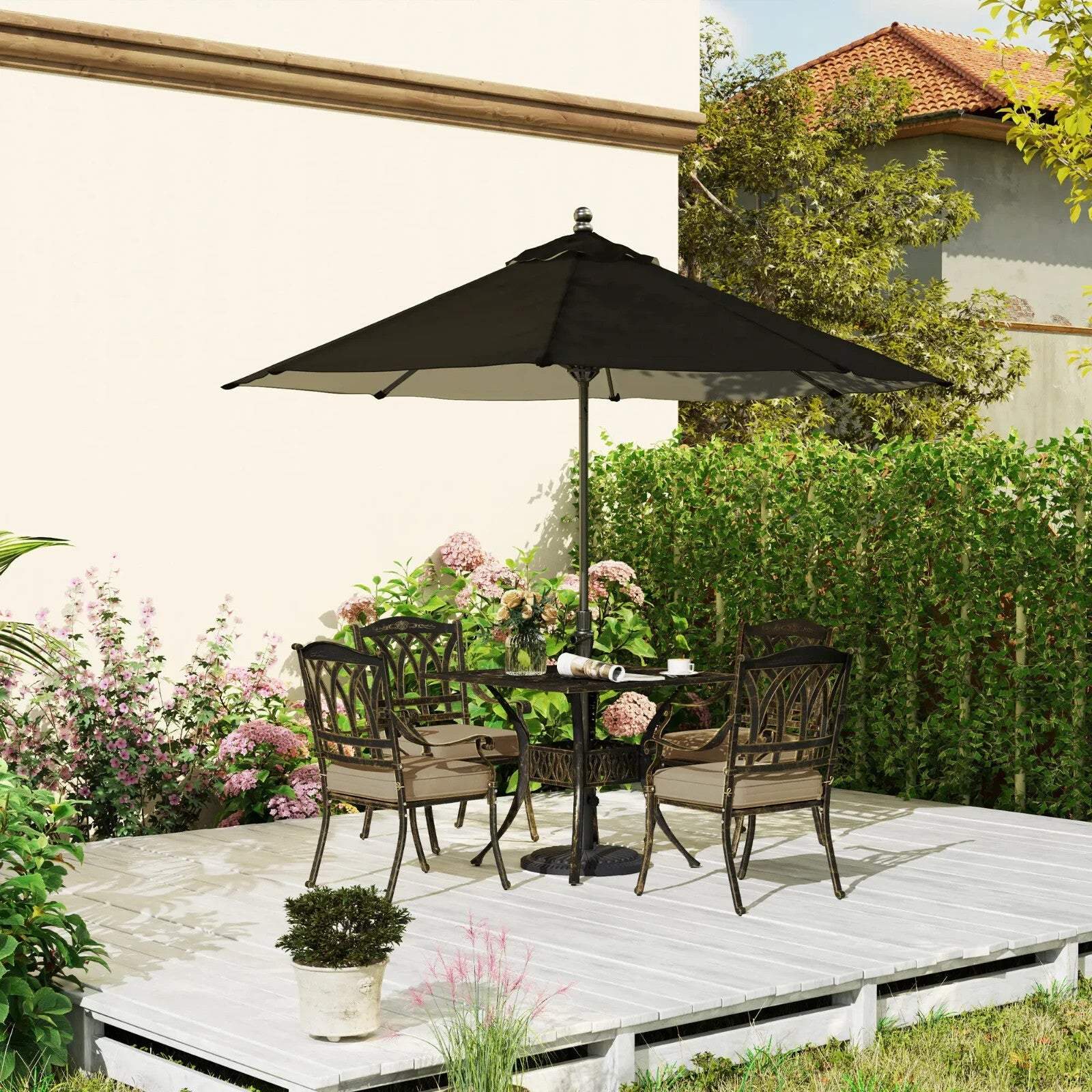 5 Piece Cast Aluminium Garden Dining Set Outdoor Table and Chairs for Patio - Home and Garden Furniture Shop - rustic - furniture