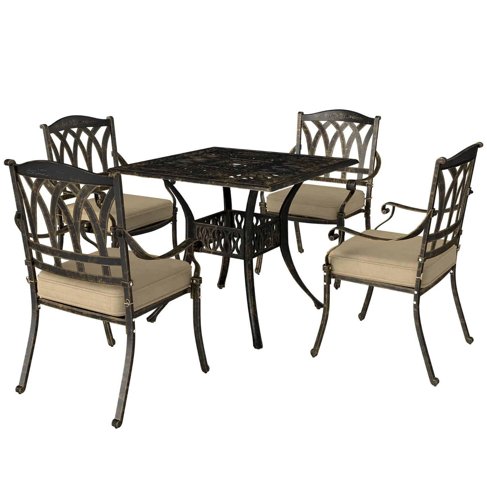 5 Piece Cast Aluminium Garden Dining Set Outdoor Table and Chairs for Patio - Home and Garden Furniture Shop - rustic - furniture