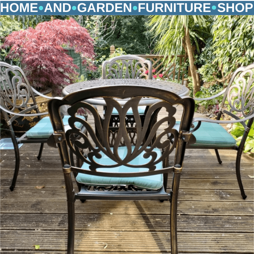 5 Piece Cast Aluminium Garden Dining with 4 Chairs and Table with Umbrella Hole - Home and Garden Furniture Shop - rustic - furniture