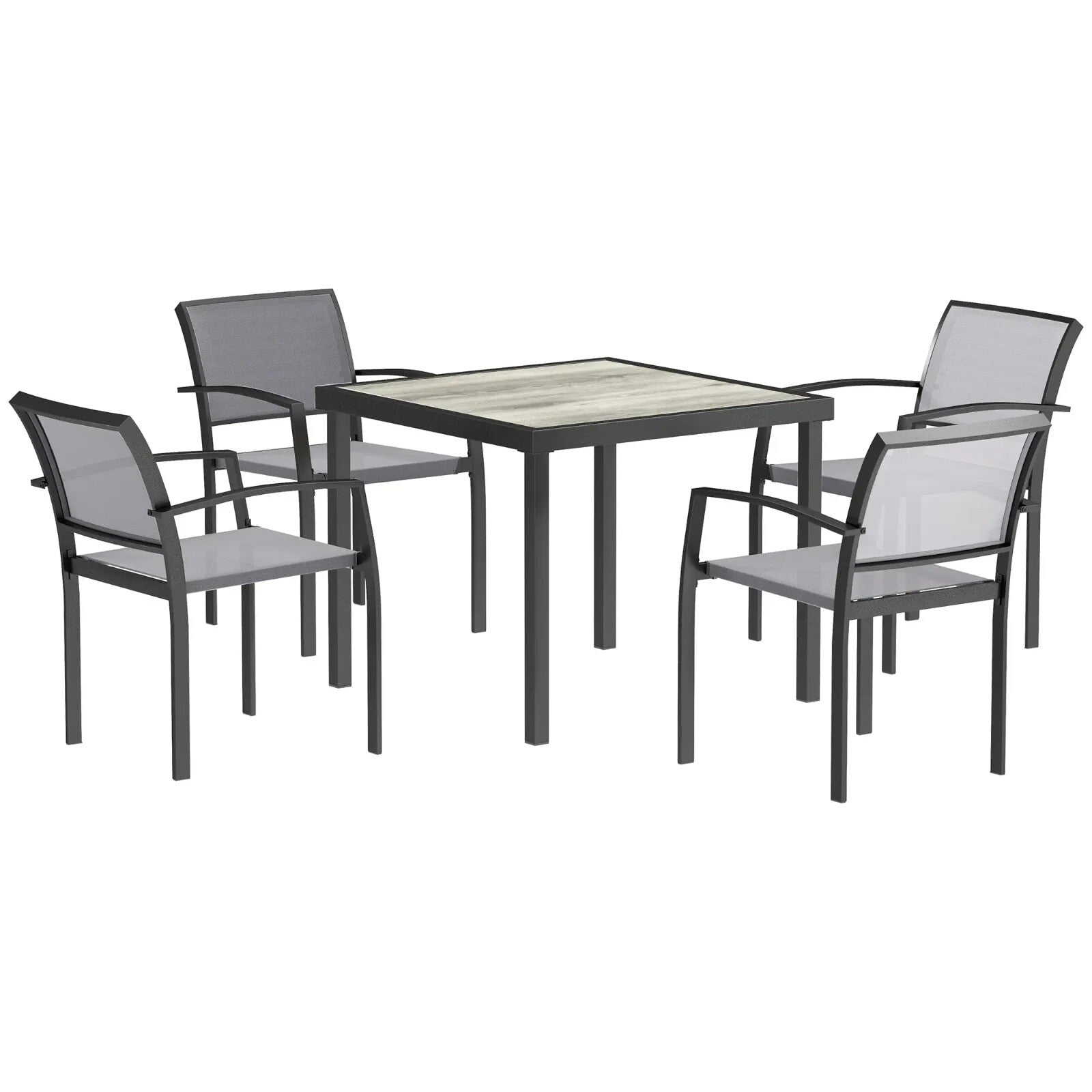 5 Piece Garden Furniture Set with 4 Stackable Armchairs and Easy Clean Tabletop - Home and Garden Furniture Shop - rustic - furniture