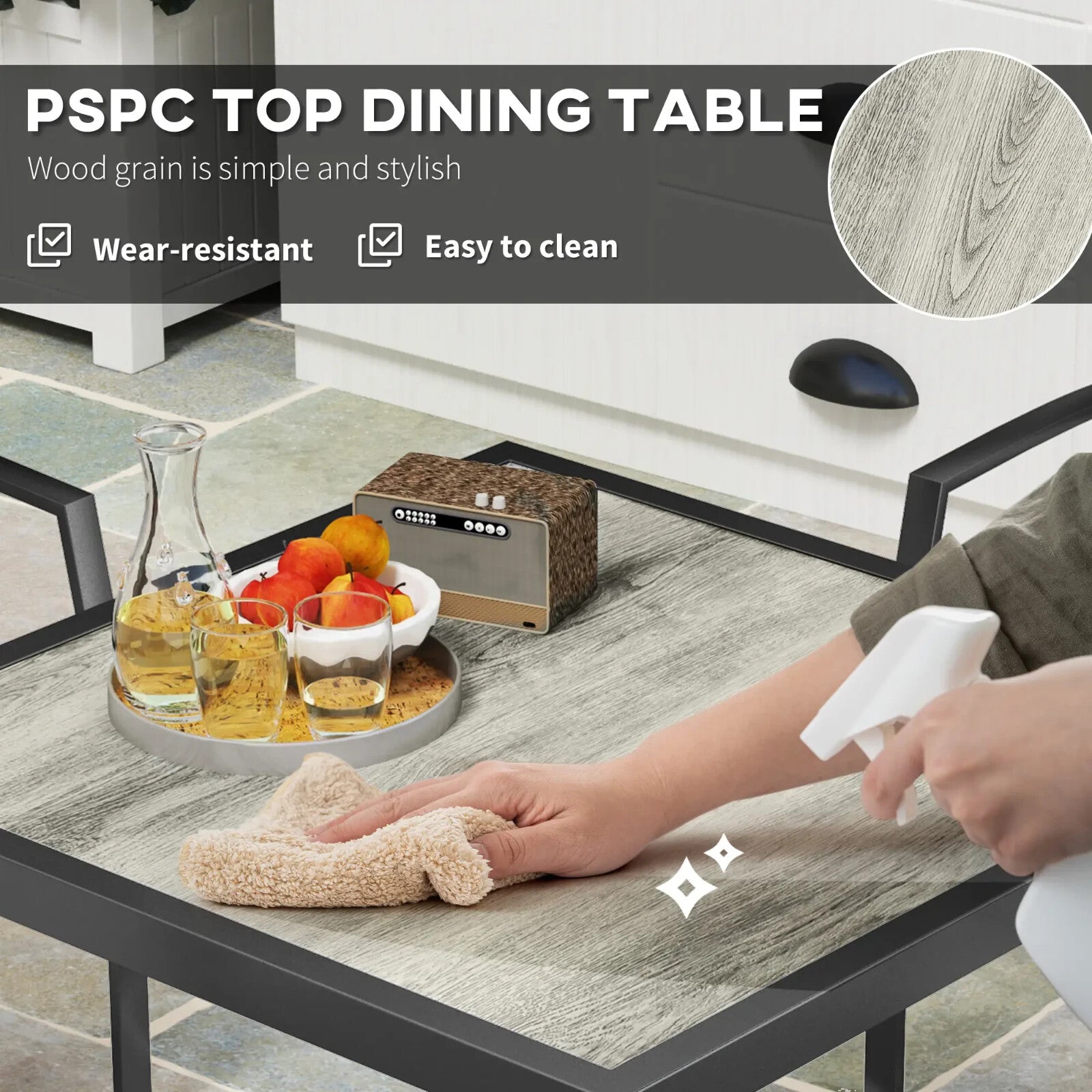 5 Piece Garden Furniture Set with 4 Stackable Armchairs and Easy Clean Tabletop - Home and Garden Furniture Shop - rustic - furniture