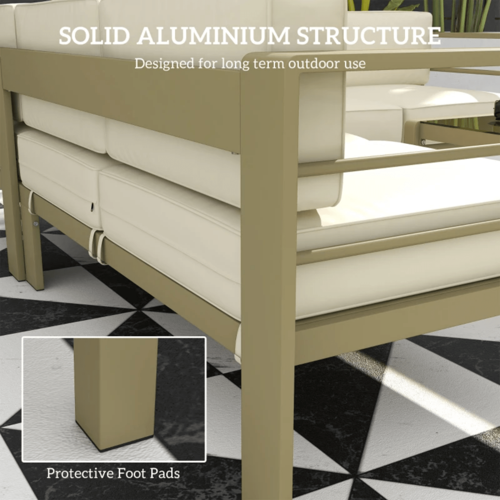 5 Piece Garden Sofa Set Cushions Aluminium Outdoor Conversation Furniture Table - Home and Garden Furniture Shop - rustic - furniture