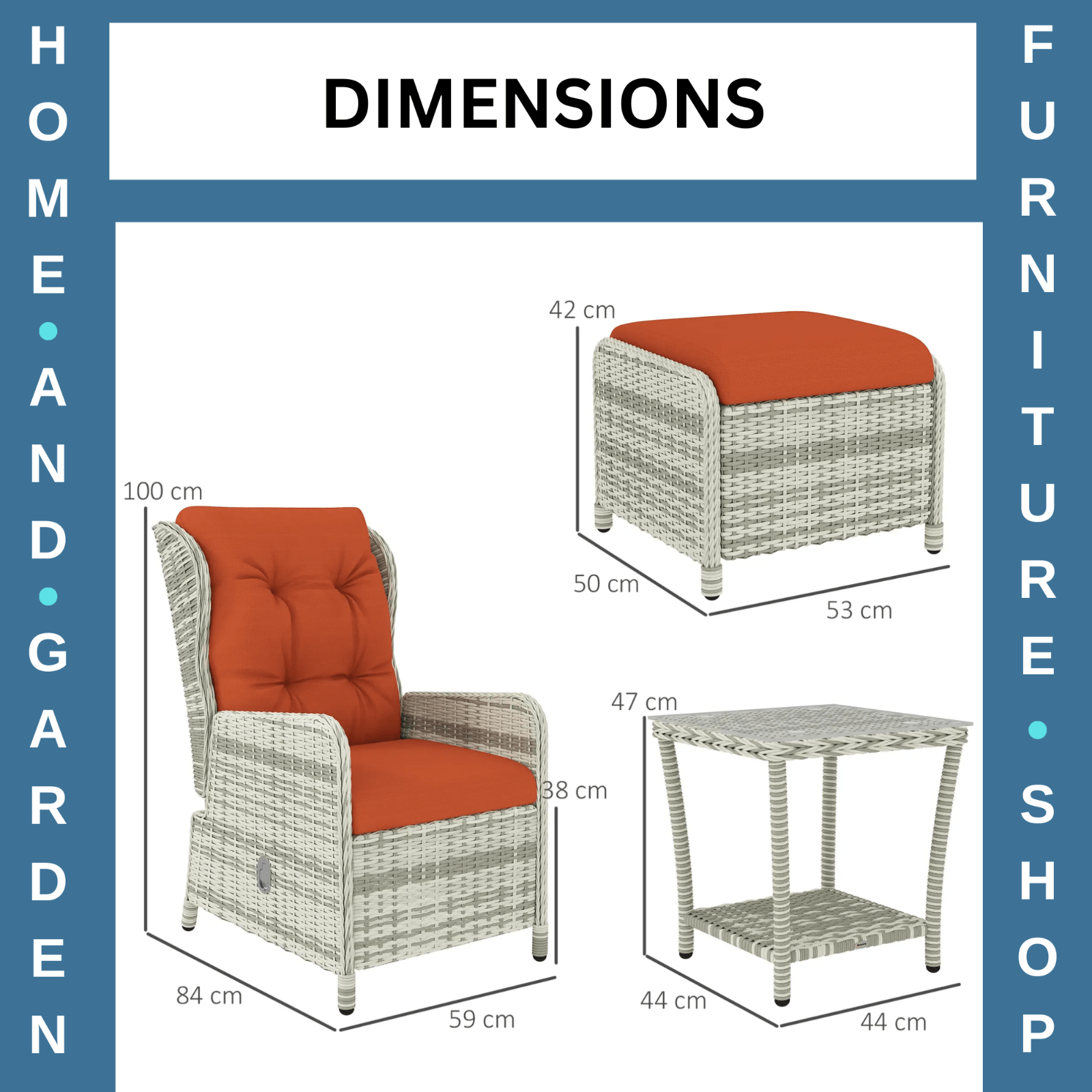 5 - Piece Rattan Bistro Set Balcony Furniture with Chairs & Glass Top Table Orange - Home and Garden Furniture Shop - rustic - furniture