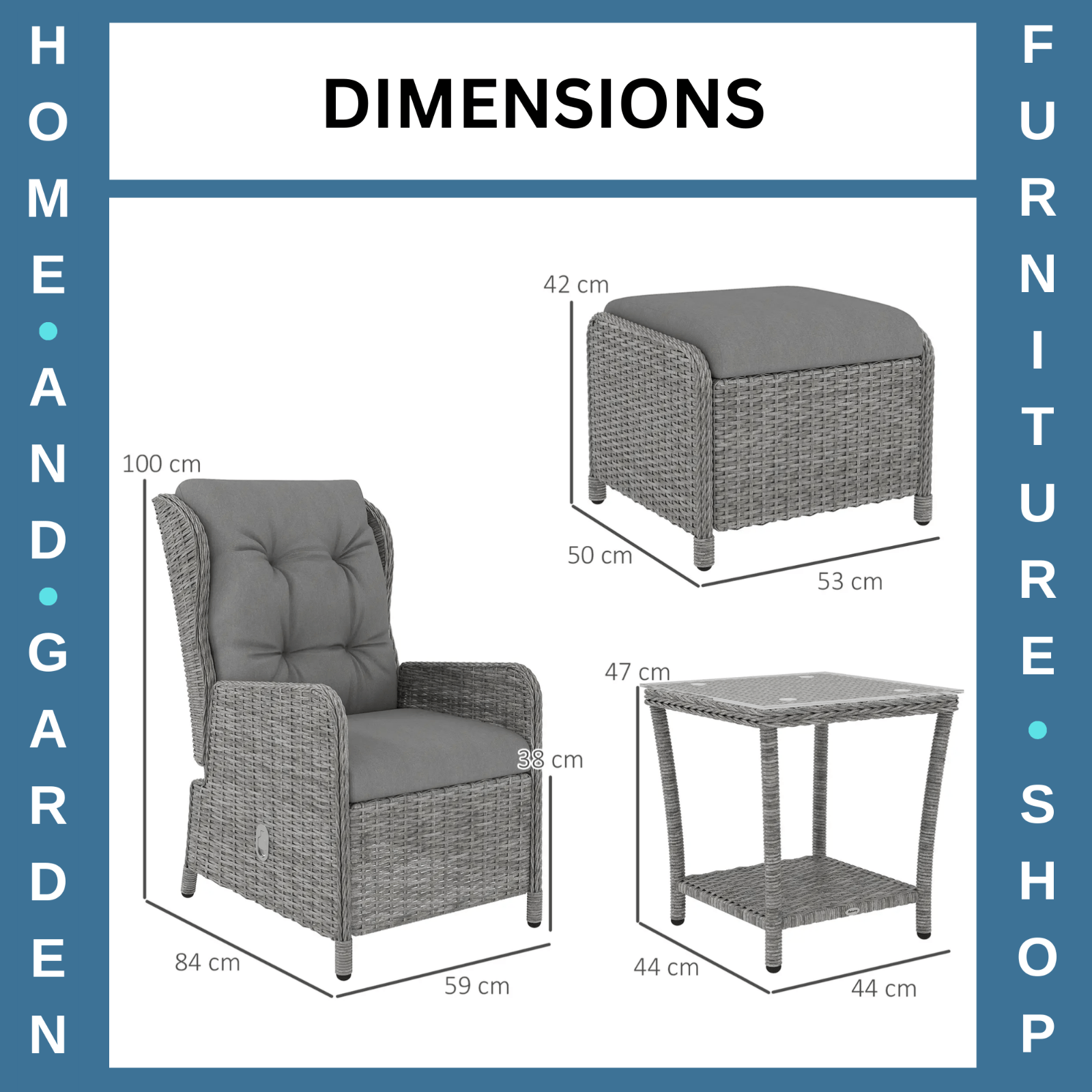 5 Piece Rattan Bistro Set with Adjustable Reclining Chairs Cushions and Table - Home and Garden Furniture Shop - rustic - furniture