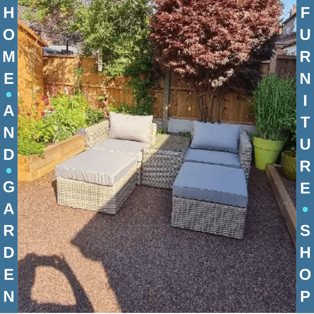 5 Piece Rattan Garden Armchair and Footstool Set with Tall Glass Table Outdoor - Home and Garden Furniture Shop - rustic - furniture