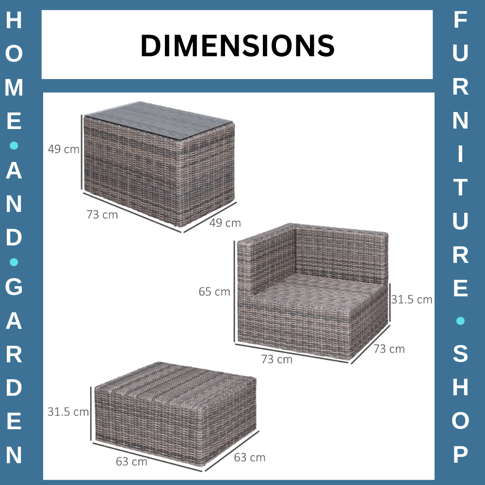 5 Piece Rattan Garden Armchair and Footstool Set with Tall Glass Table Outdoor - Home and Garden Furniture Shop - rustic - furniture