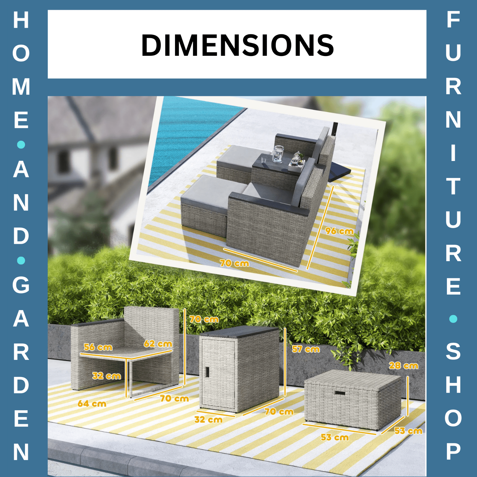 5 Piece Rattan Garden Furniture Conversation Set w/ Footstools and Storage Table - Home and Garden Furniture Shop - rustic - furniture