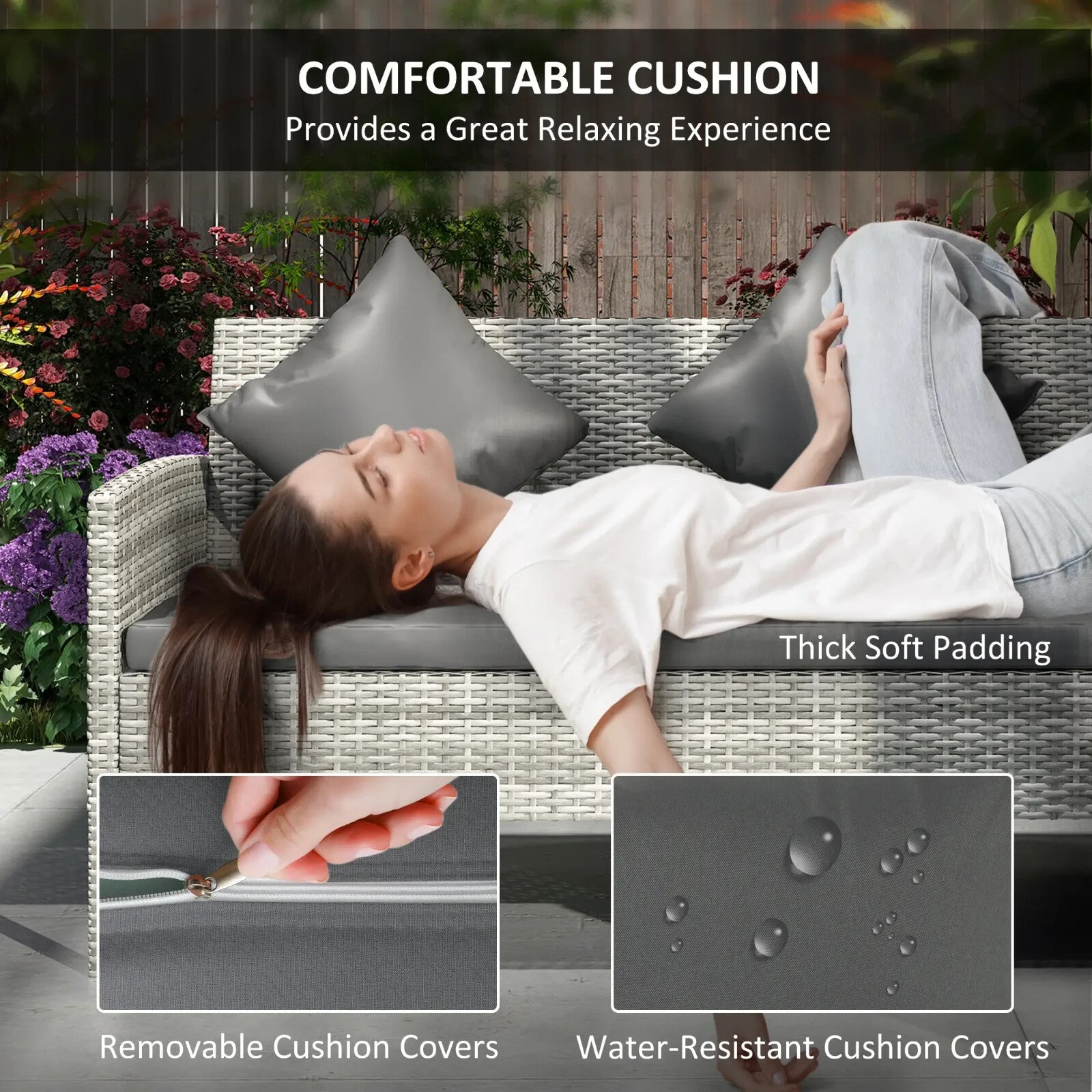 5 Piece Rattan Garden Furniture Set 6 Seater Corner Sofa Outdoor Dining Grey - Home and Garden Furniture Shop - rustic - furniture