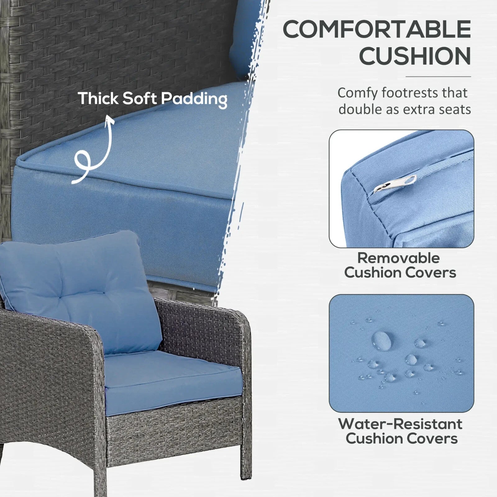 5 Piece Rattan Garden Furniture Set Outdoor Sofa with Chairs Stools and Table - Home and Garden Furniture Shop - rustic - furniture