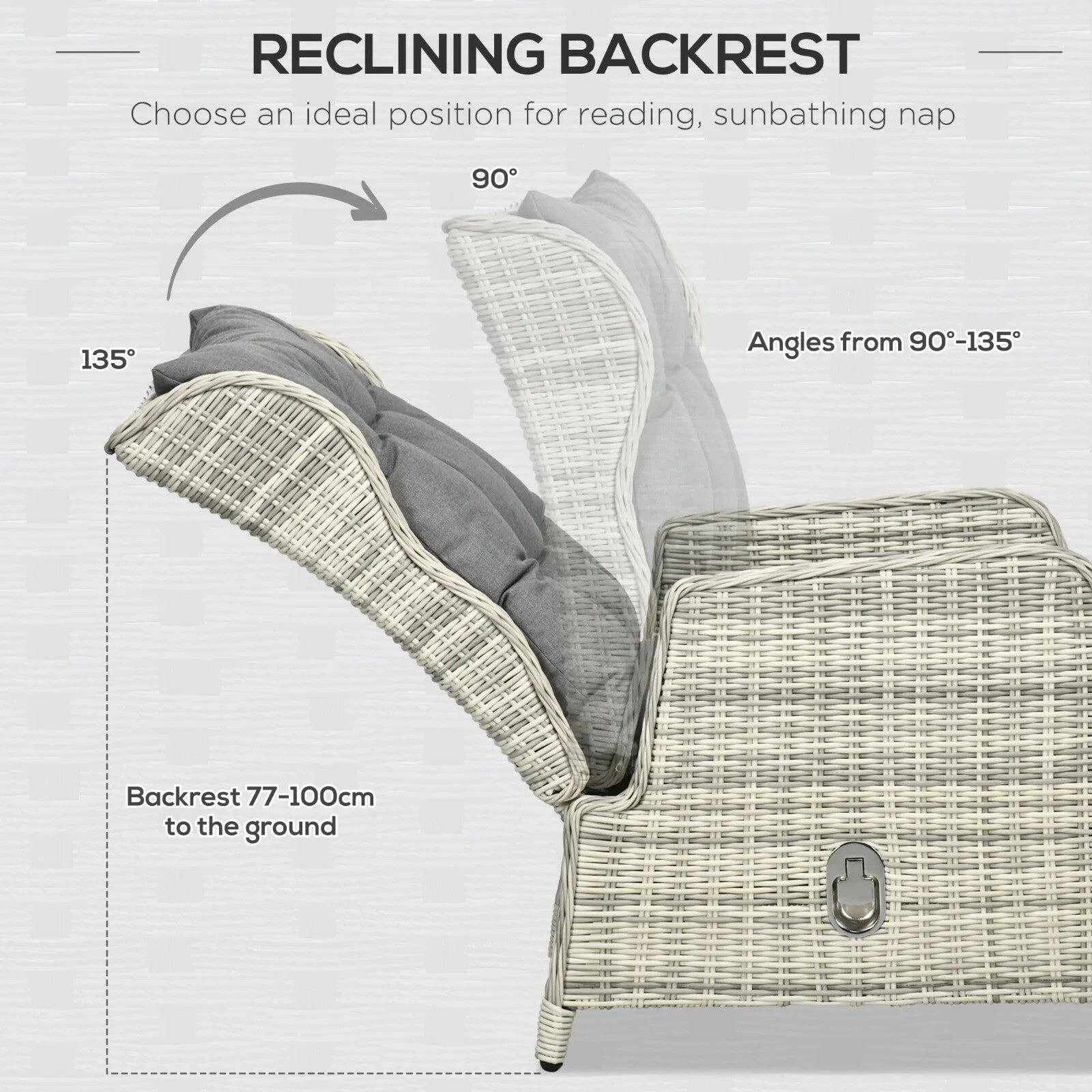 5 Pieces Reclining Rattan Garden Furniture Set with Two - Tier Table & Footstools - Home and Garden Furniture Shop - rustic - furniture