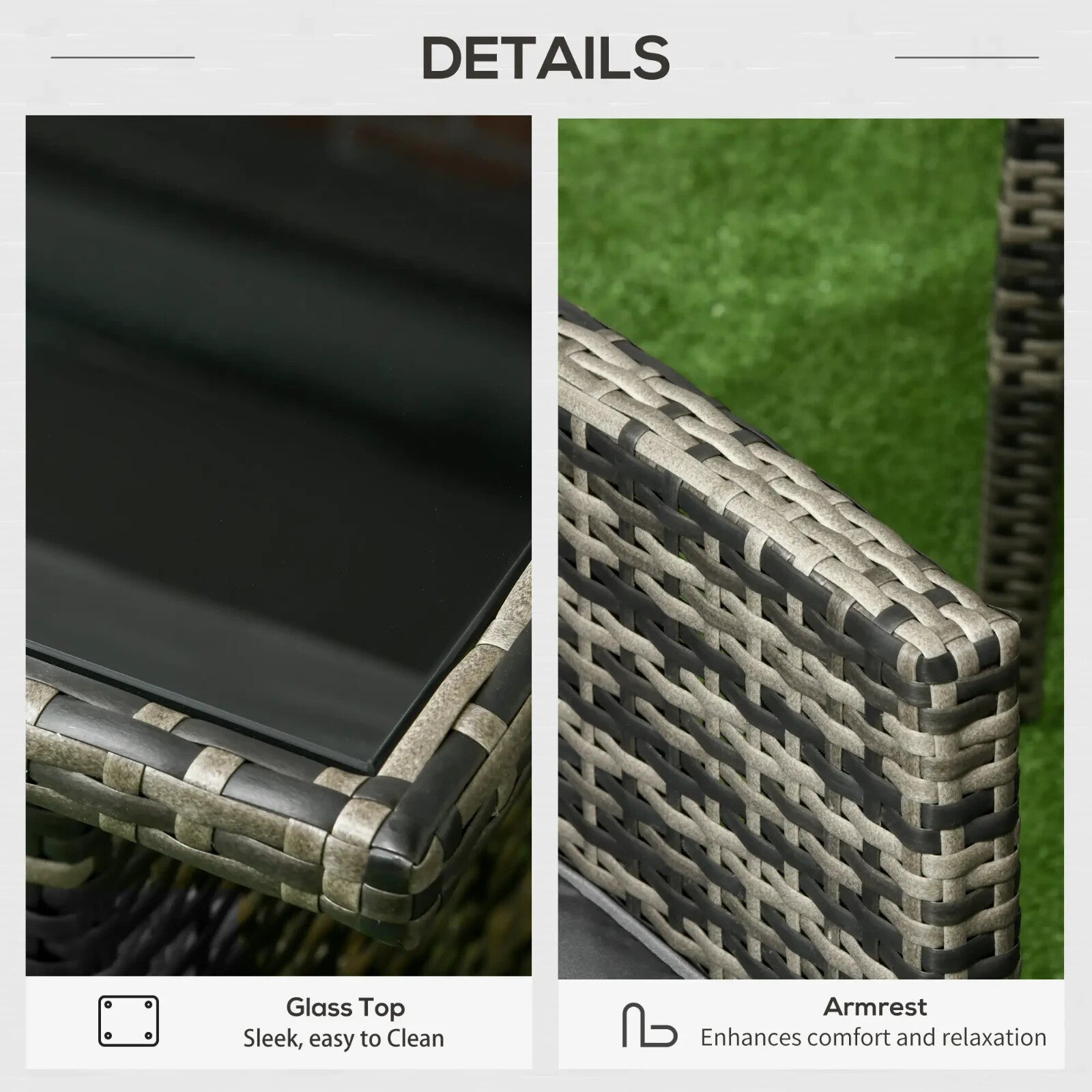 5 - Seater Rattan Garden Furniture Set Sofa Chairs Stools and Glass Top Table Grey - Home and Garden Furniture Shop - rustic - furniture