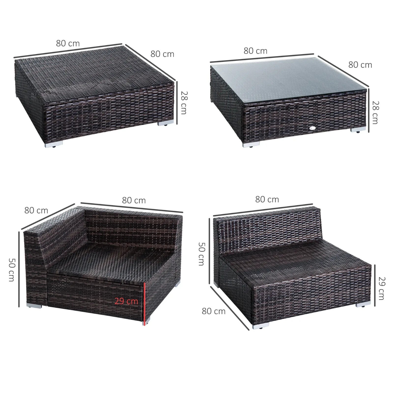 5 Seater Rattan Garden Sofa Set with Coffee Table for Patio Outdoor Lounge Seats - Home and Garden Furniture Shop - rustic - furniture