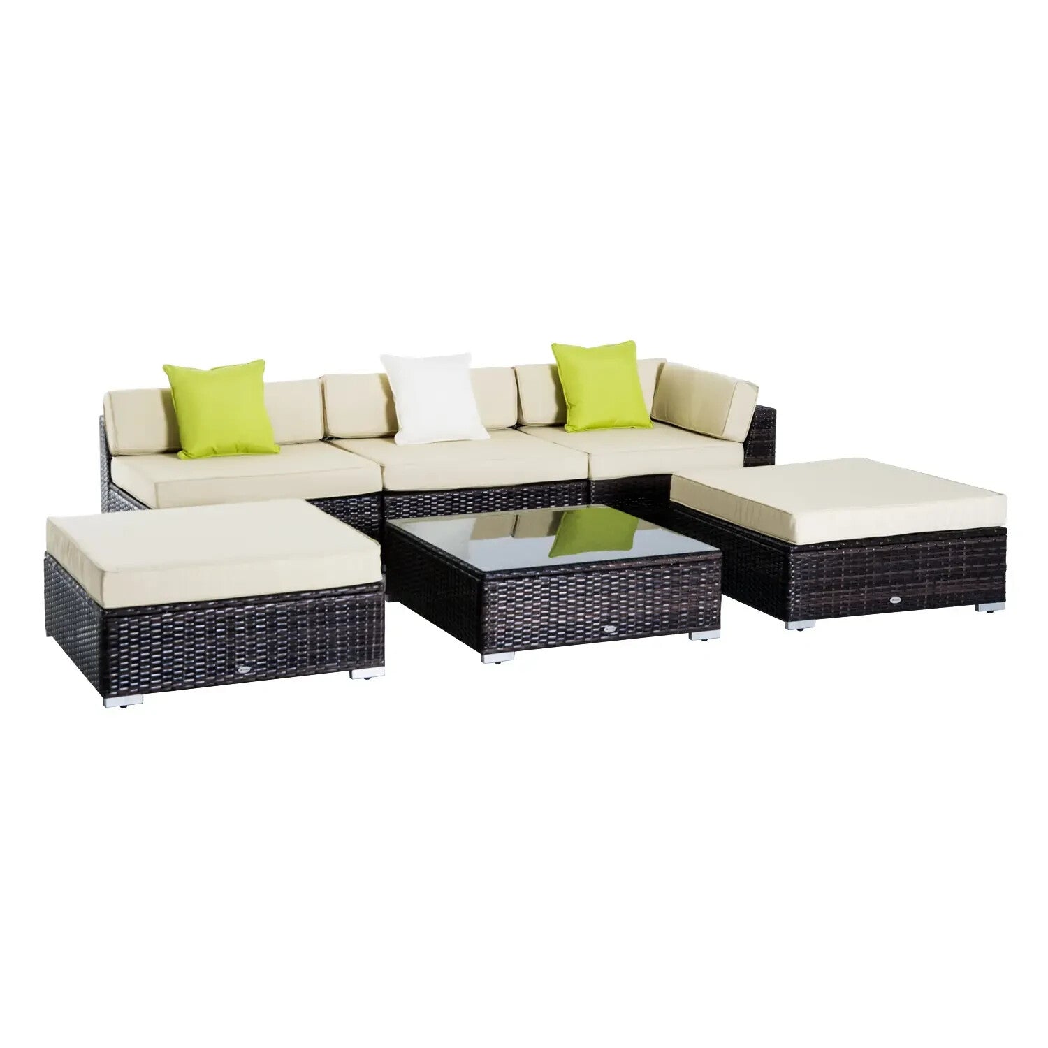 5 Seater Rattan Garden Sofa Set with Coffee Table for Patio Outdoor Lounge Seats - Home and Garden Furniture Shop - rustic - furniture