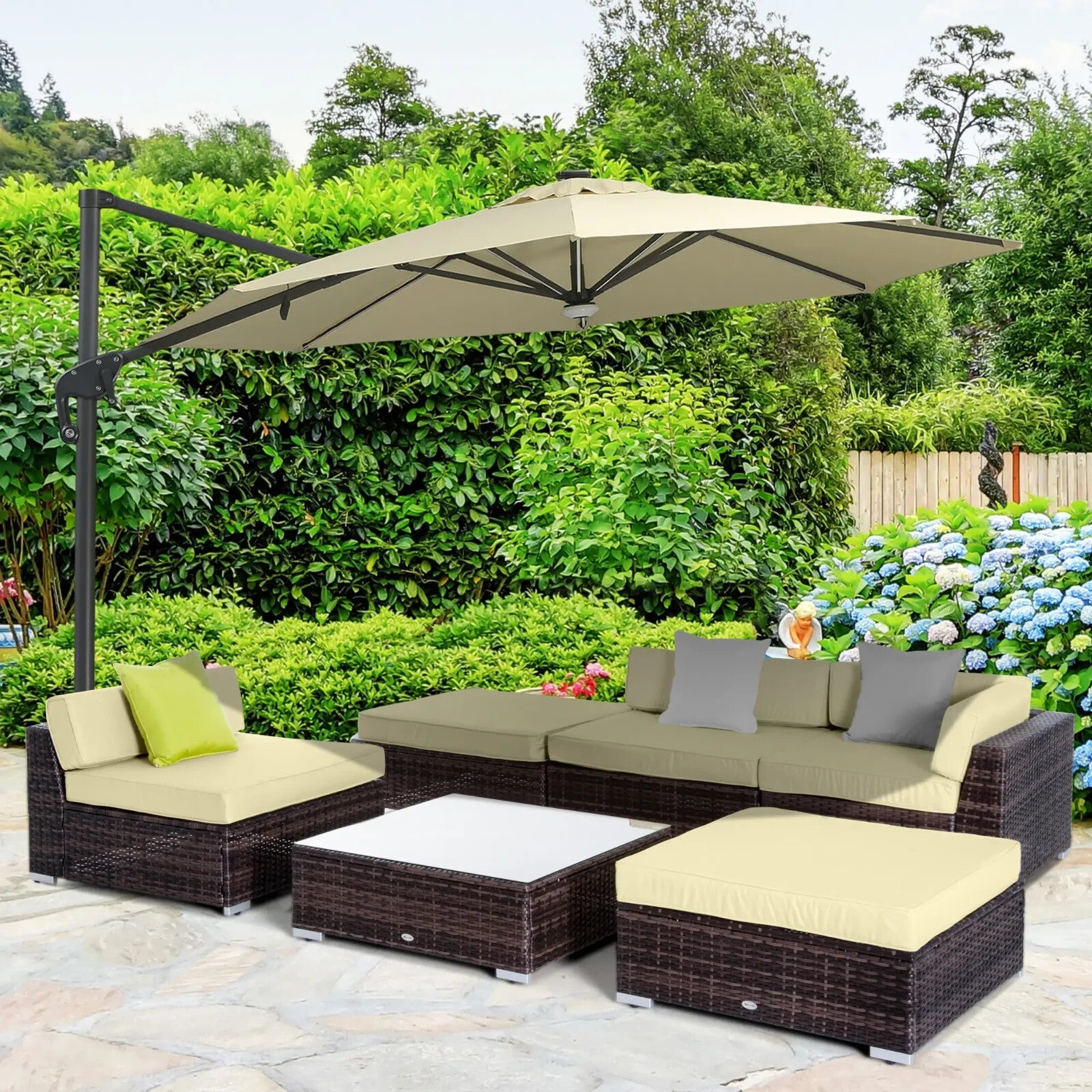5 Seater Rattan Garden Sofa Set with Coffee Table for Patio Outdoor Lounge Seats - Home and Garden Furniture Shop - rustic - furniture