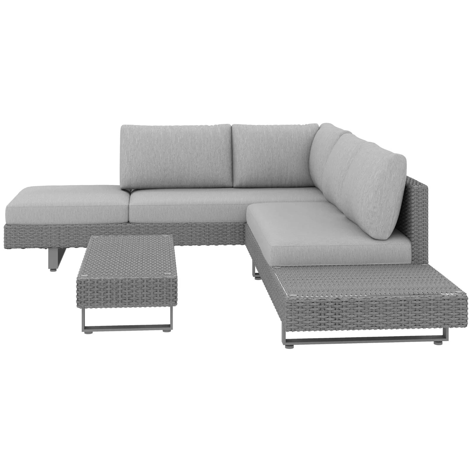 5 Seater Rattan Sofa Set Patio Furniture with Cushions and Tea Table Light Grey - Home and Garden Furniture Shop - rustic - furniture