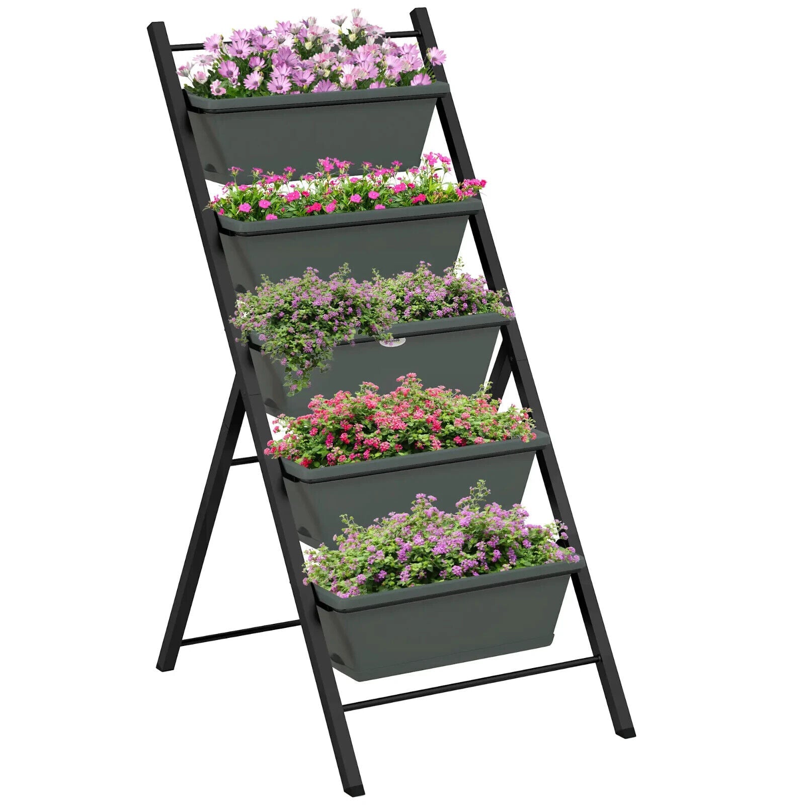 5 Tier Vertical Raised Garden Planter w/ Containers Outdoor Stand for Vegetables - Home and Garden Furniture Shop - #rustic - furniture#