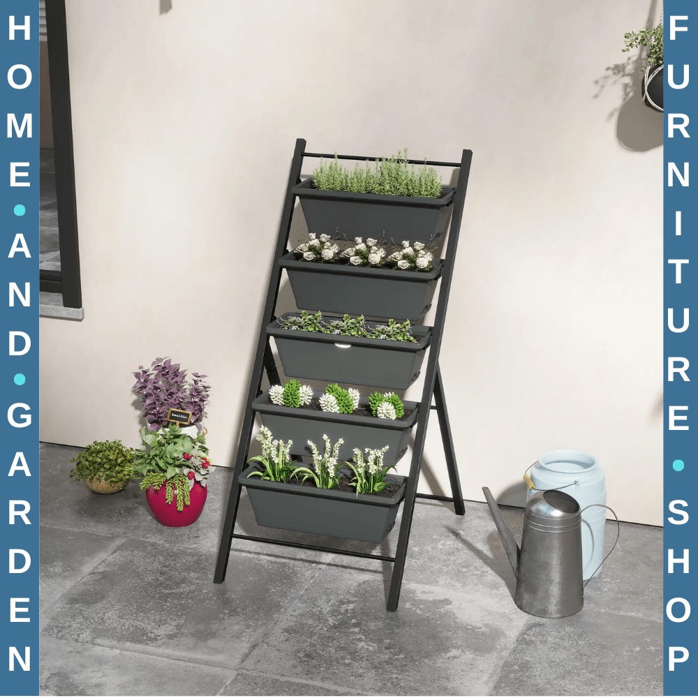 5 Tier Vertical Raised Garden Planter w/ Containers Outdoor Stand for Vegetables - Home and Garden Furniture Shop - #rustic - furniture#