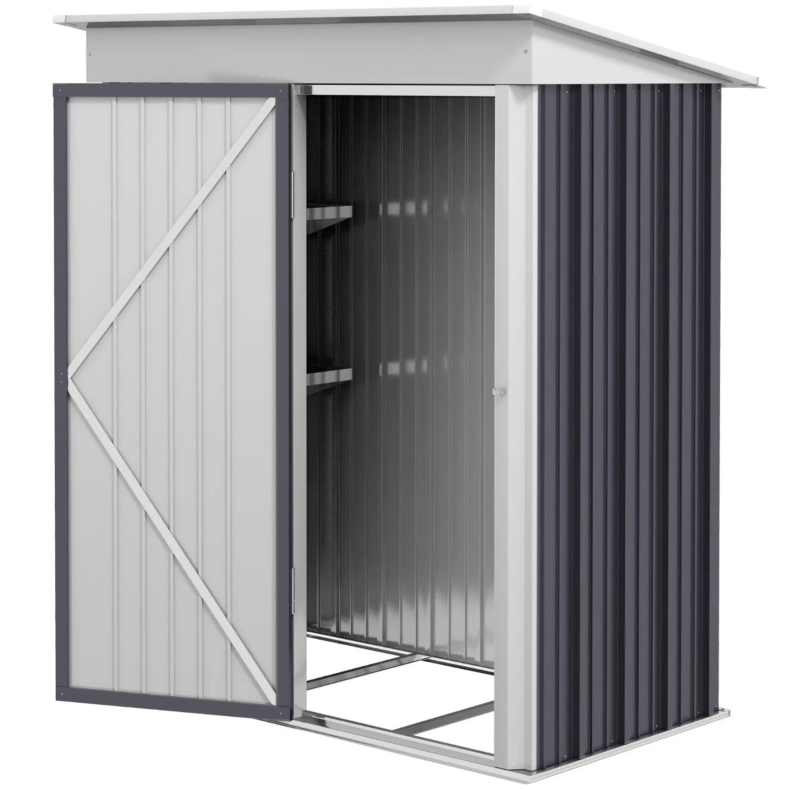 5 x 3 x 6ft Metal Lean - To Garden Shed Outdoor Storage for Tool Motorbike w/Shelf - Home and Garden Furniture Shop - rustic - furniture