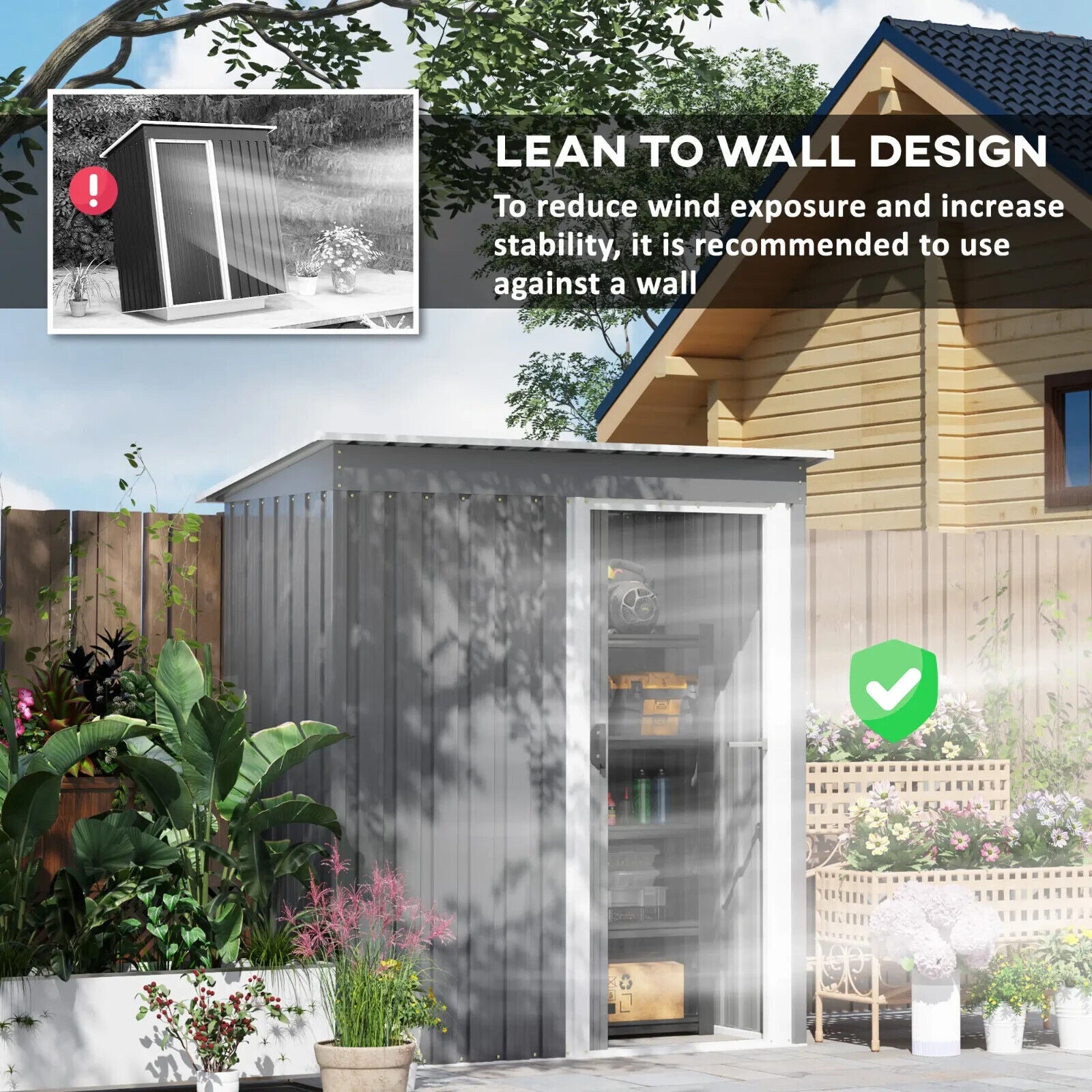 5 x 3ft Garden Storage Shed with Sliding Door Sloped Roof Tool Equipment Shelter - Home and Garden Furniture Shop - #rustic - furniture#