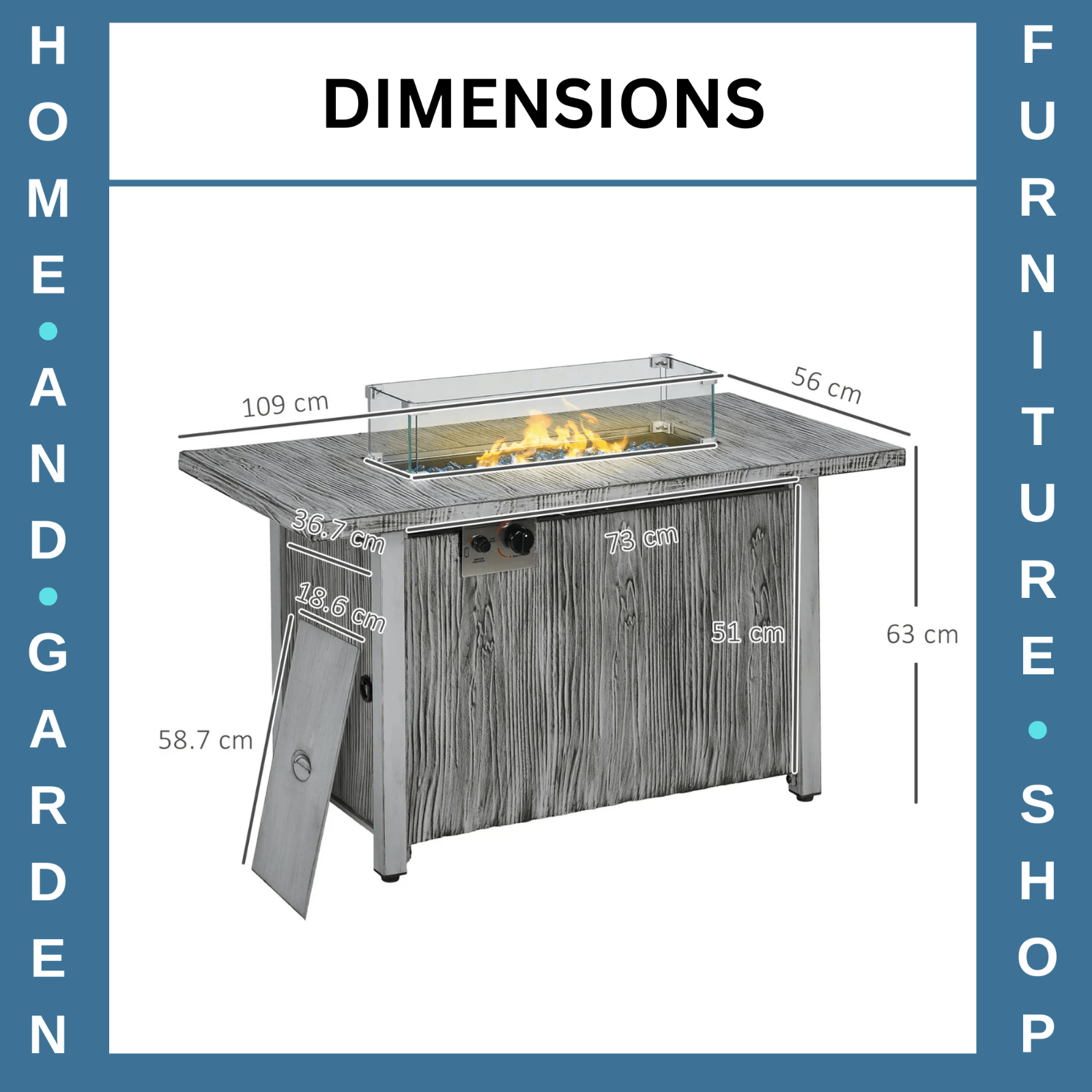 50000 BTU Gas Fire Pit Table w/ Glass Screen Beads & Cover Outdoor Patio Heater - Home and Garden Furniture Shop - rustic - furniture