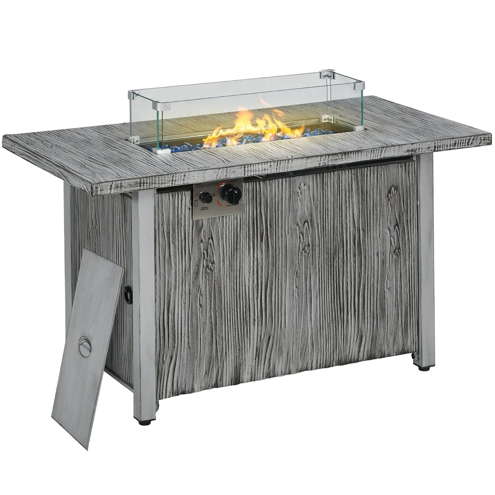 50000 BTU Gas Fire Pit Table w/ Glass Screen Beads & Cover Outdoor Patio Heater - Home and Garden Furniture Shop - rustic - furniture