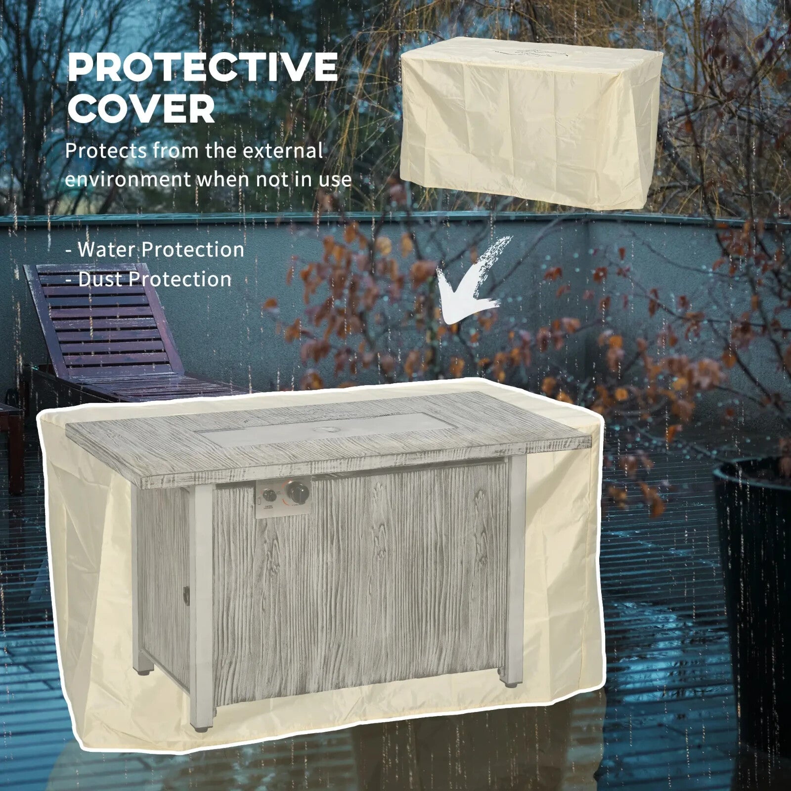 50000 BTU Gas Fire Pit Table w/ Glass Screen Beads & Cover Outdoor Patio Heater - Home and Garden Furniture Shop - rustic - furniture