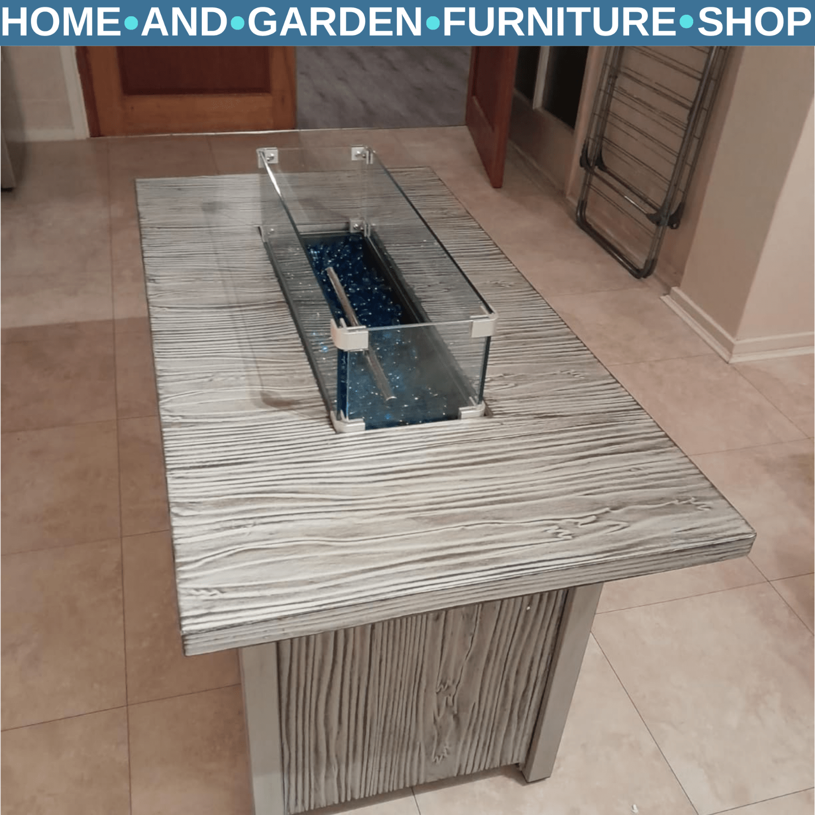 50000 BTU Gas Fire Pit Table w/ Glass Screen Beads & Cover Outdoor Patio Heater - Home and Garden Furniture Shop - rustic - furniture