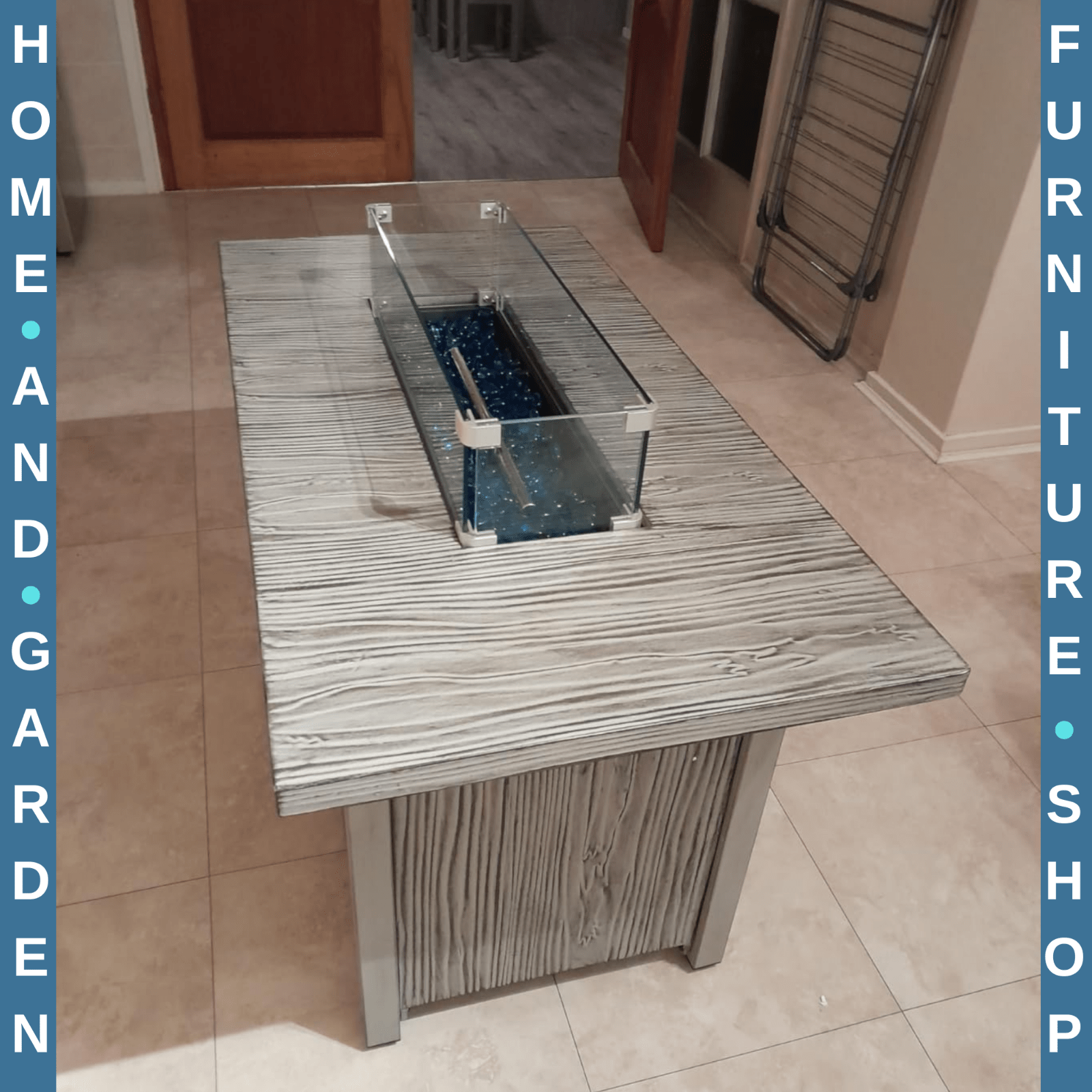 50000 BTU Gas Fire Pit Table w/ Glass Screen Beads & Cover Outdoor Patio Heater - Home and Garden Furniture Shop - rustic - furniture